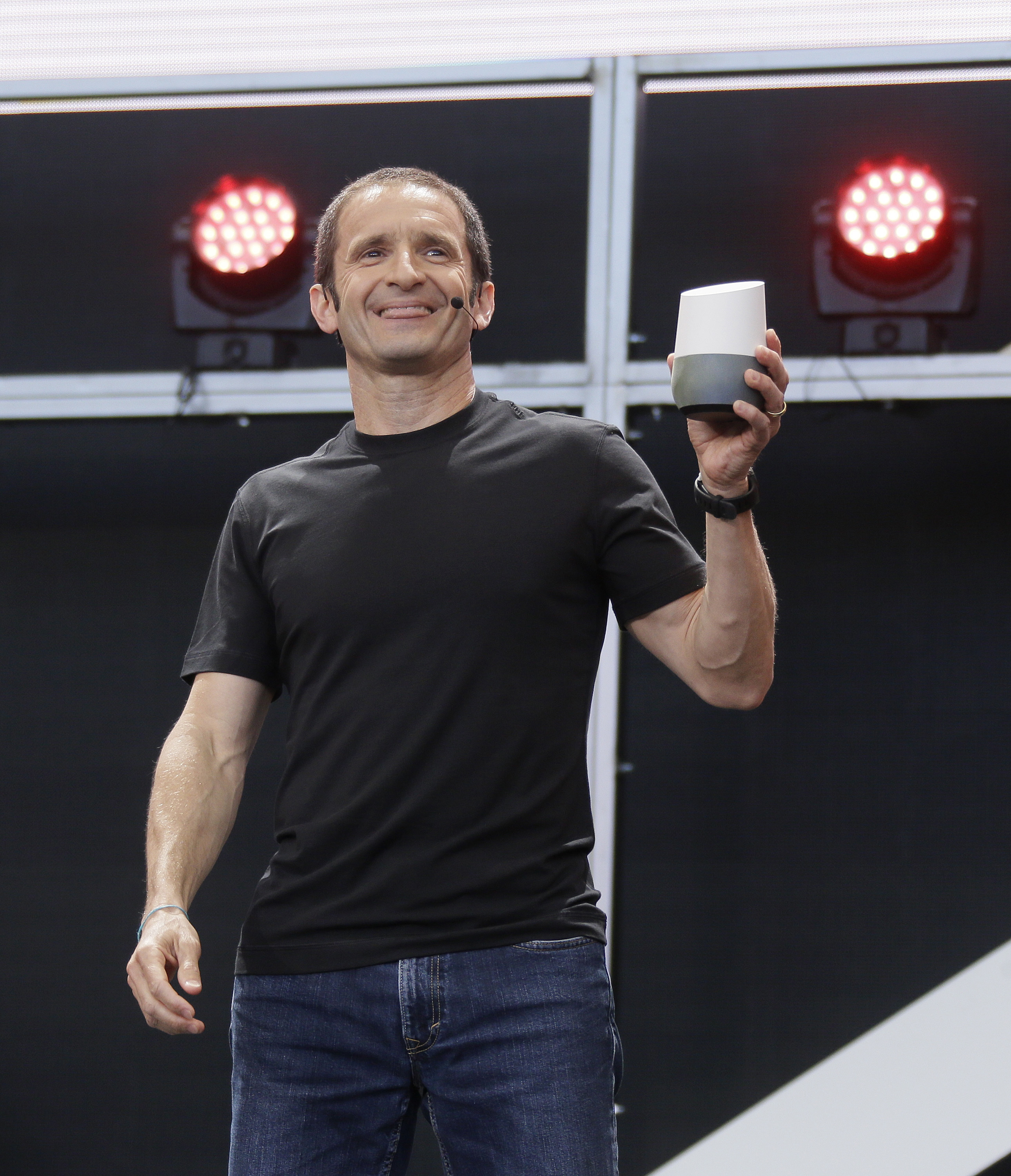 Google vice president Mario Queiroz demonstrated the new Google Home device during a conference Wednesday in Mountain View, Calif.