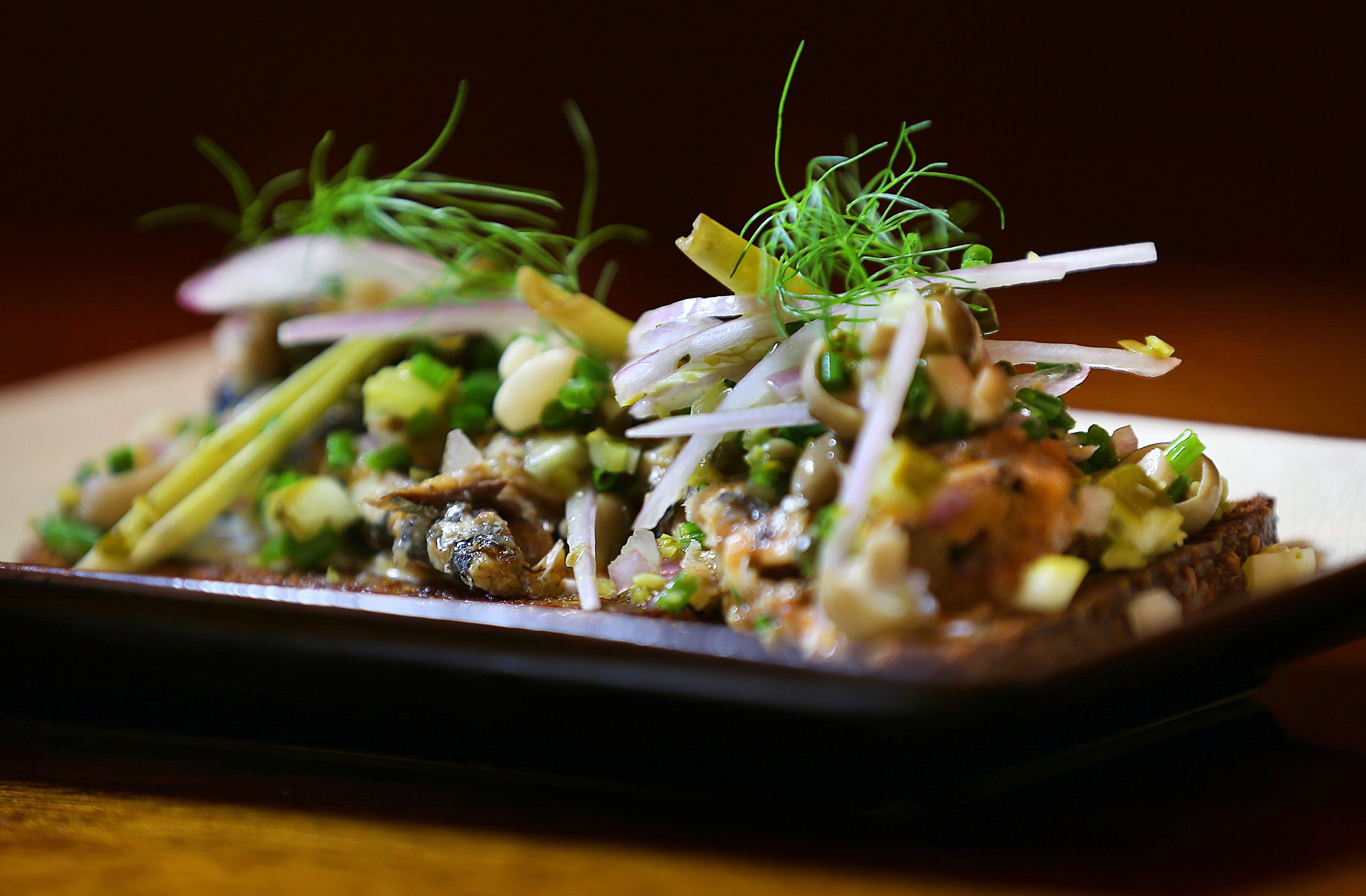 The sardine toasts at Saltie Girl on Dartmouth Street in Boston.