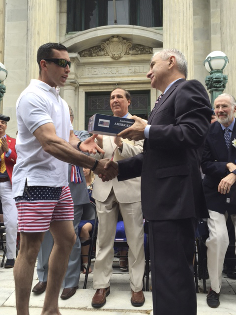 Sgt. P. Andrew McKenna, 7th Special Forces Group Soldier, of Bristol, RI, was killed in Afghanistan on Friday, August 7, 2015. McKenna with Rhode Island U.S. Sen. Jack Reed on the Fourth of July.