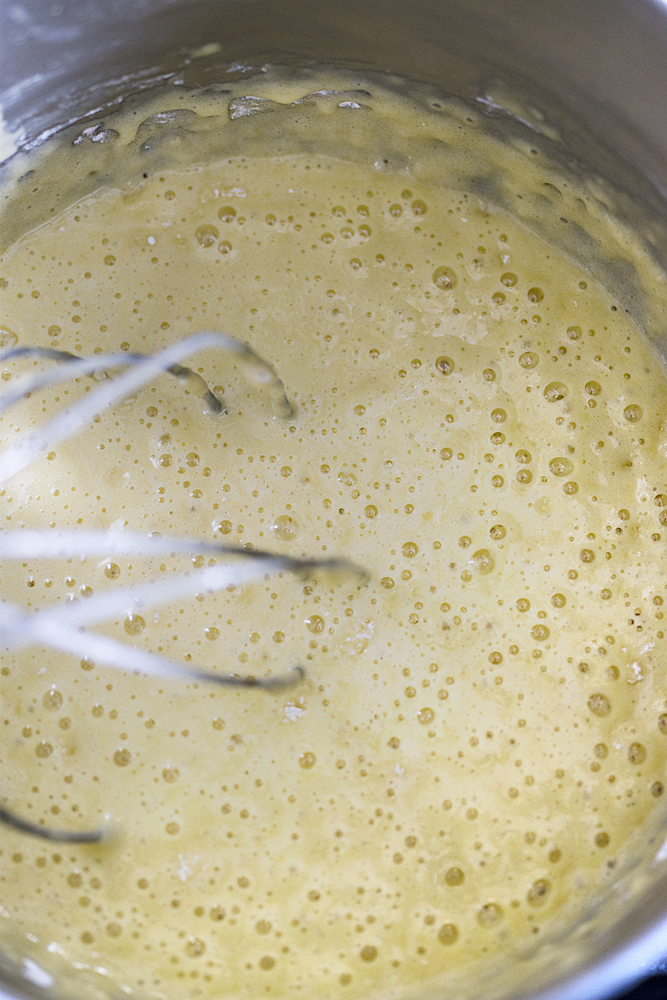 TIP: For a tender cake, after the last addition of dry ingredients, mix the batter just until it looks smooth and uniform, and you can’t see any streaks or bits of flour.