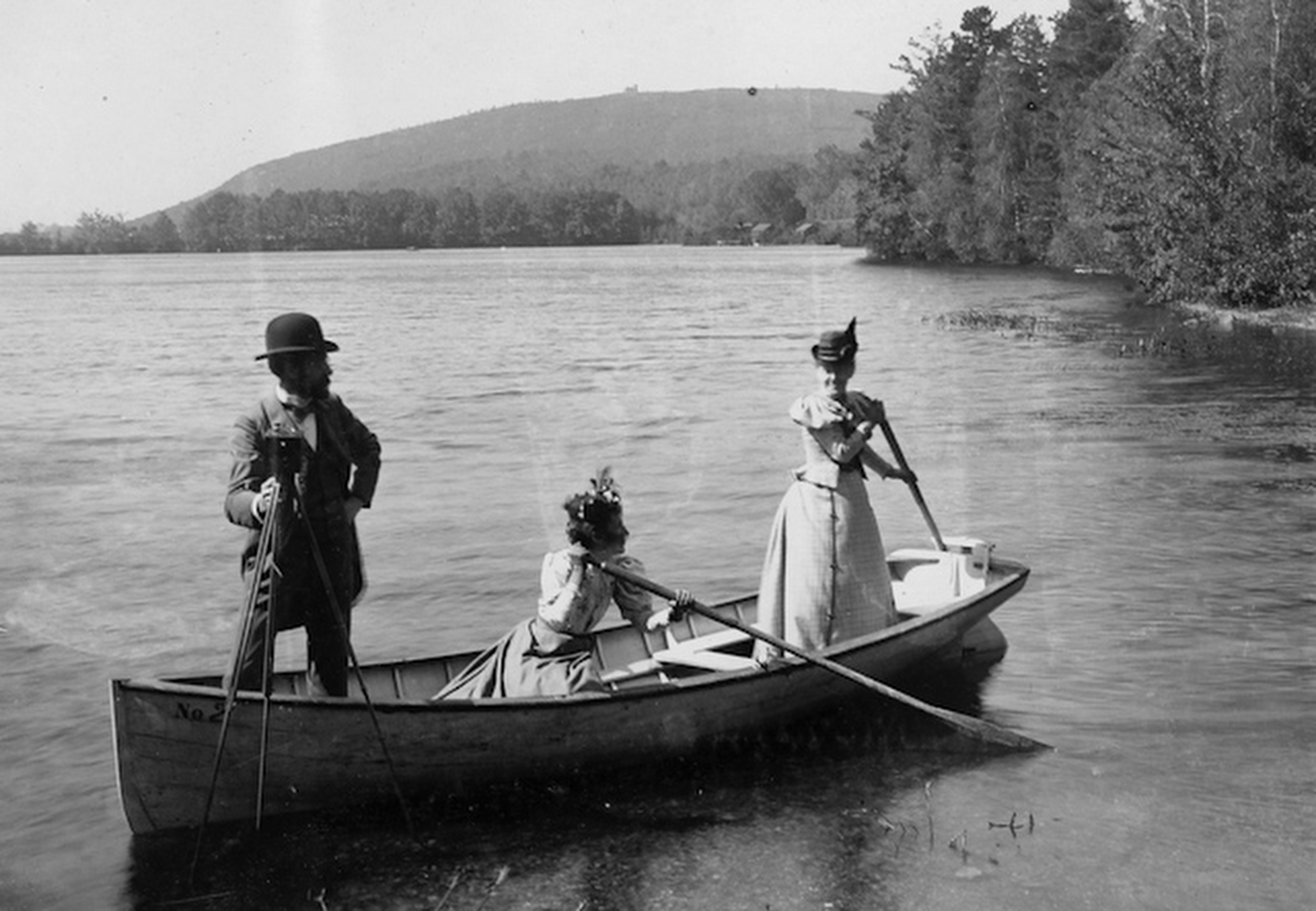 Canton, with its natural beauty, was known as a recreation spot. This photo of boaters on Ponkapoag Pond is from the late 1800s.