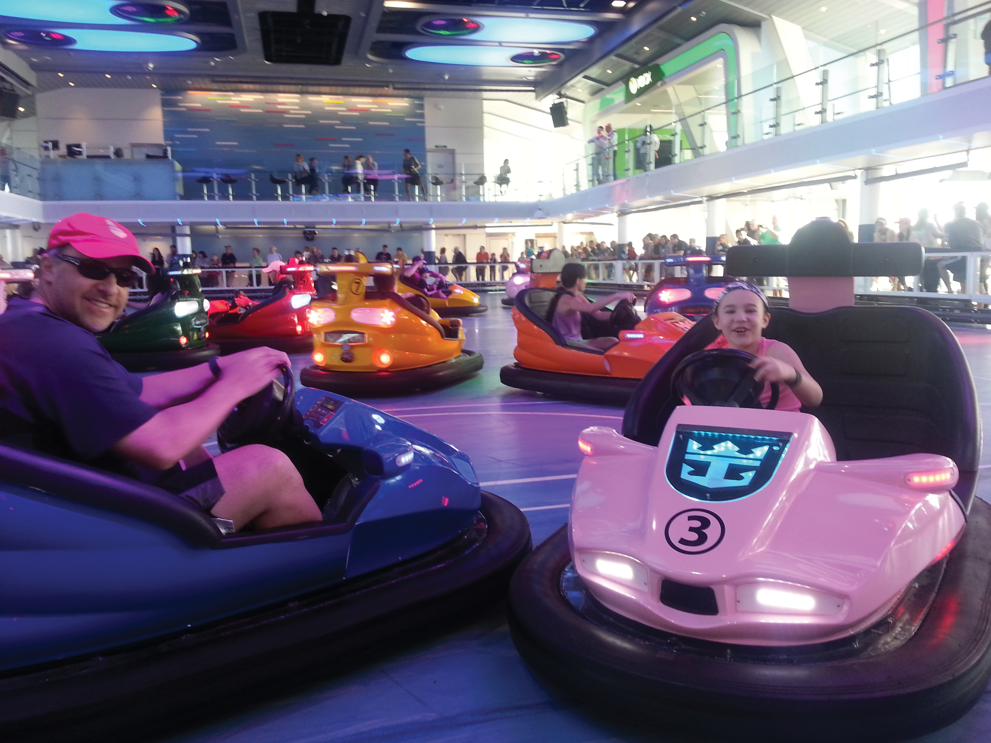 Father-and-daughter time in the SeaPlex bumper cars.