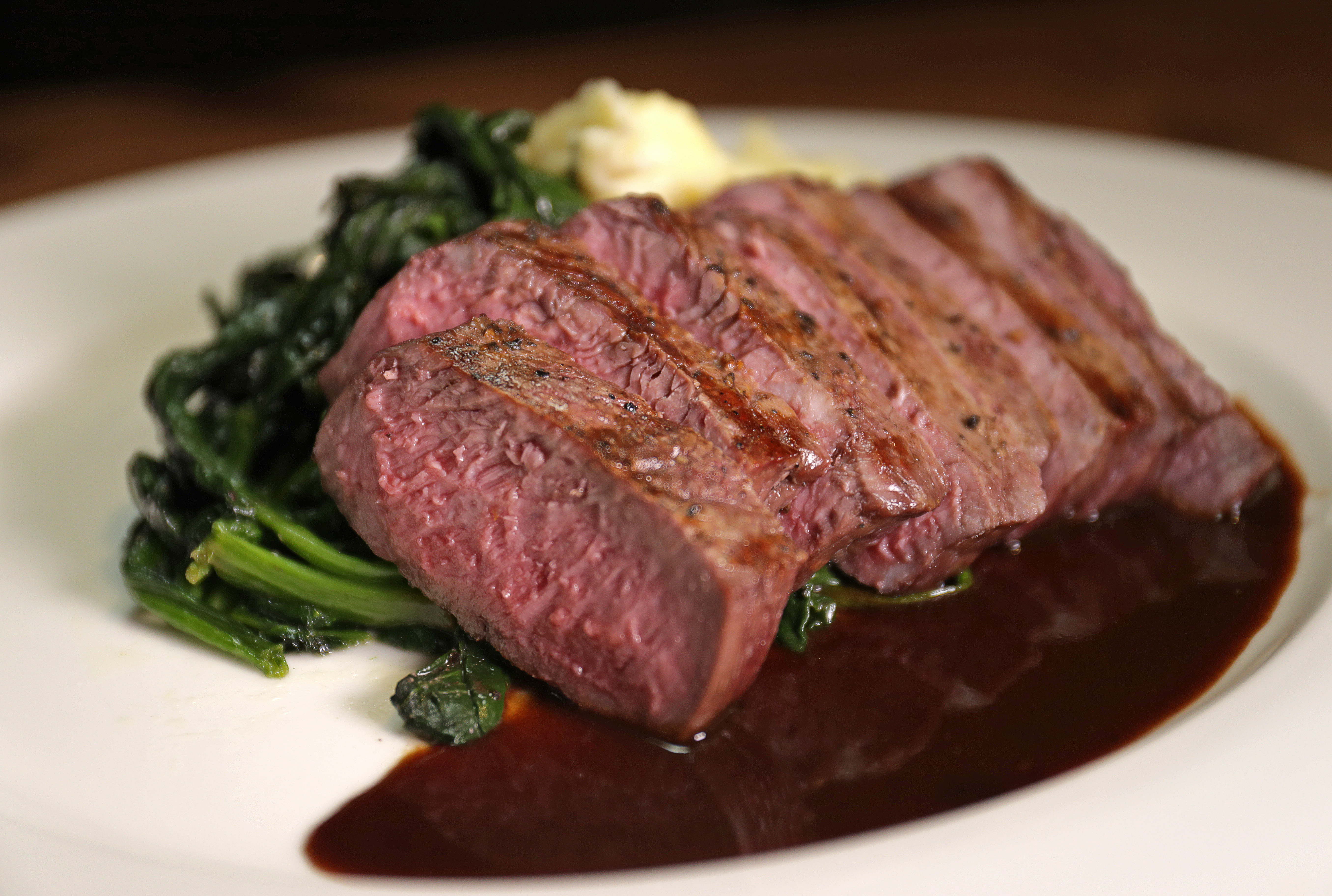 Grilled flat iron steak.