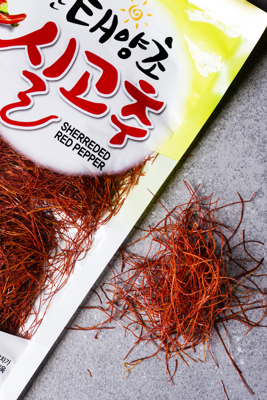 With their gently spicy, fruity flavor, thread-like pieces of Korean shredded red pepper are a popular addition to pancakes. Along with rice flour, kimchi, and a wide range of Korean ingredients, shredded red pepper is available at Reliable Market, 45 Union Square, Somerville, 617-623-9620.