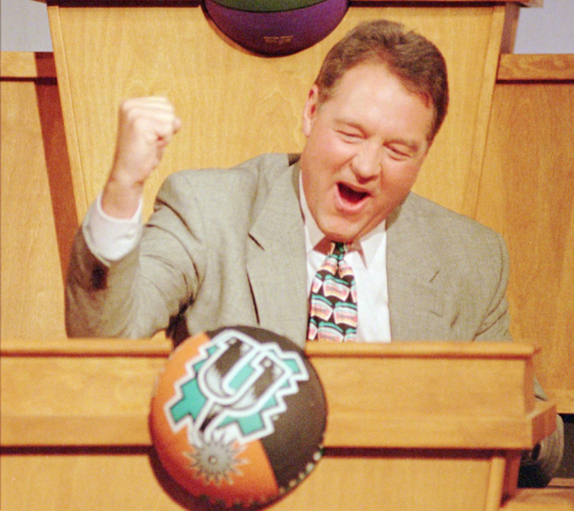 Spurs chairman Peter Holt was pumped up after learning his team would receive the No. 1 pick in the 1997 NBA Draft.