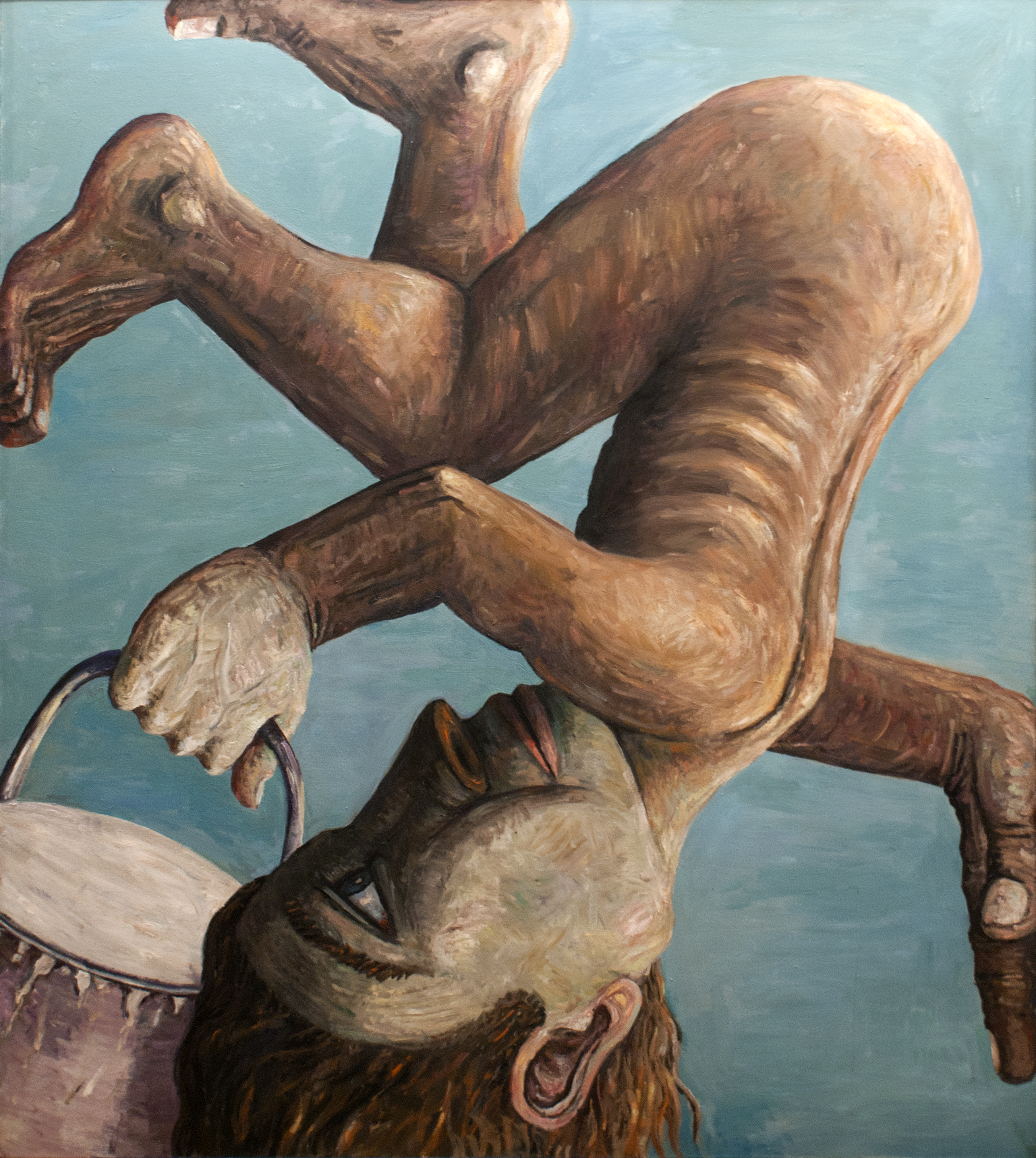 “Upside Down Guy (Falling Painter)” is among the works by Jon Imber that are featured in the exhibit at Queens College.
