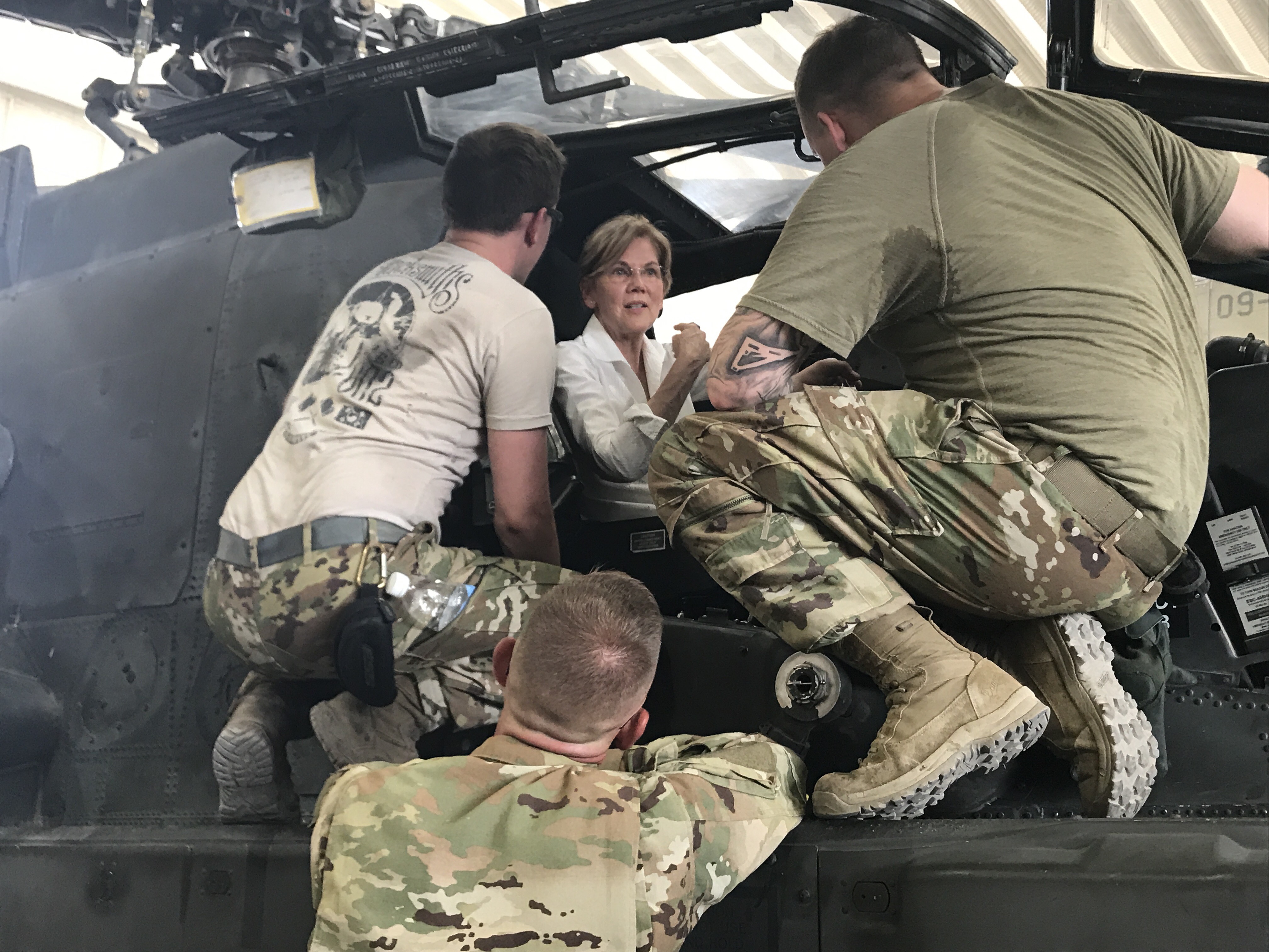 Senator Elizabeth Warren also visited with US troops during the Middle East trip.