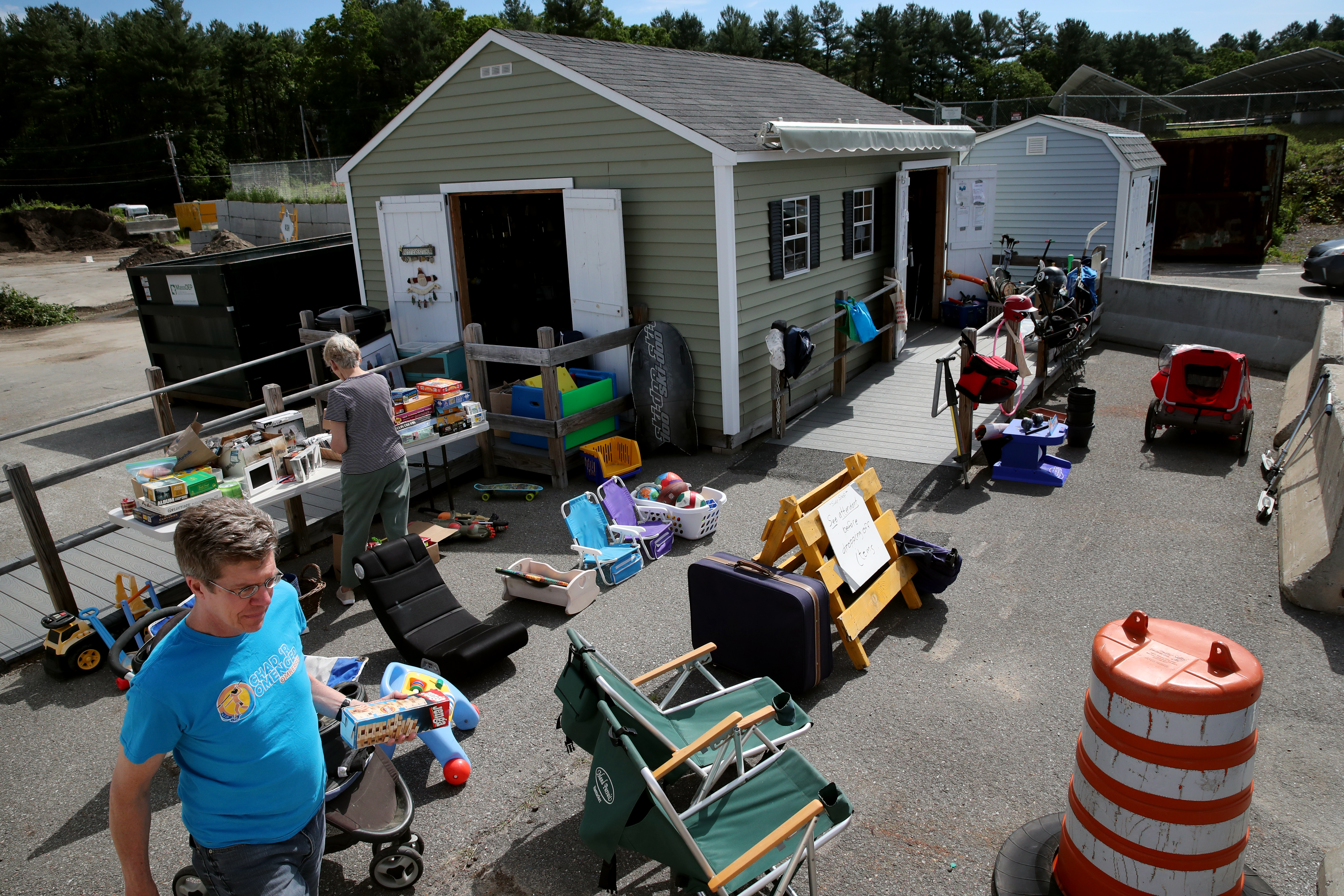 Visitors explore the Acton Swap Shop at the Acton transfer station.