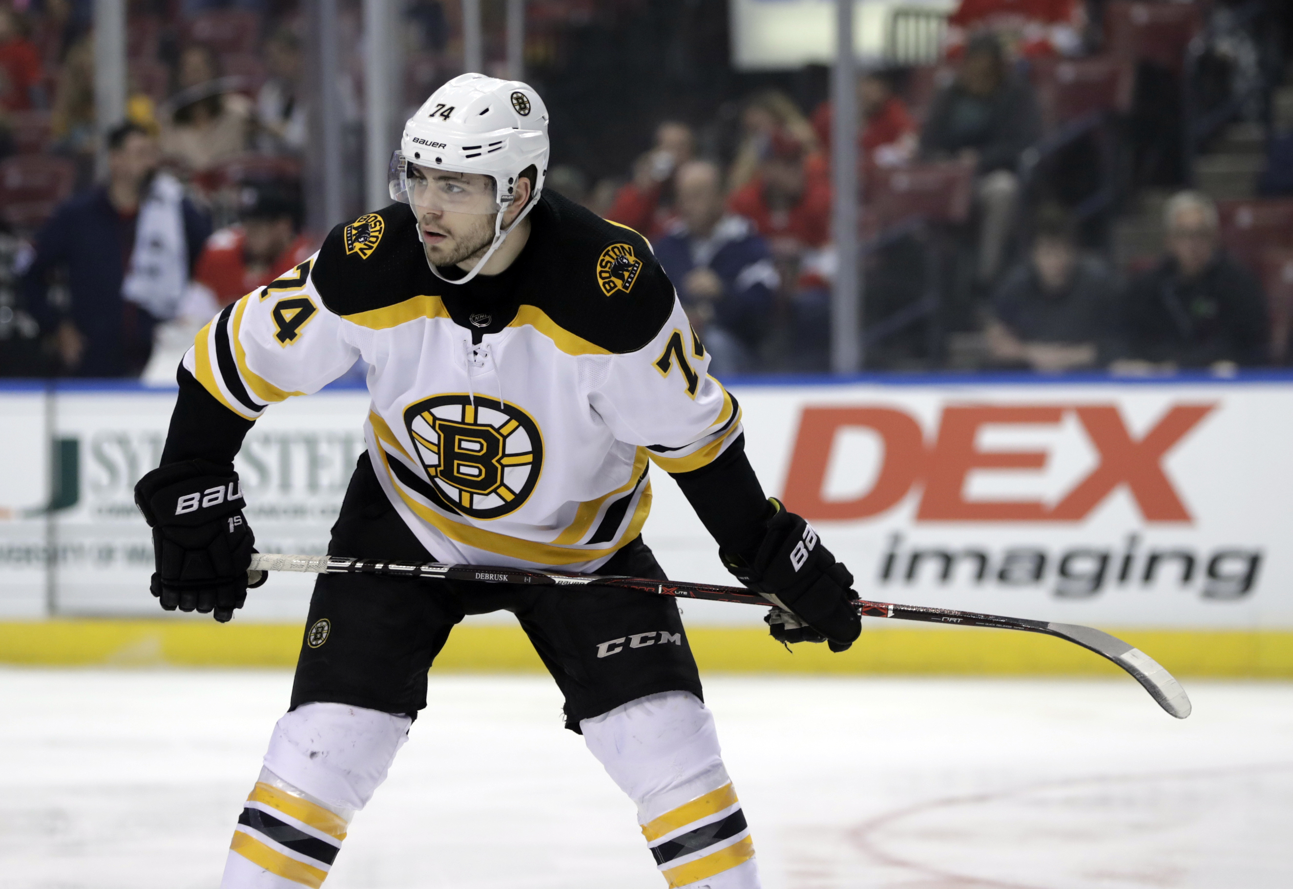 Jake DeBrusk recorded a line of 16-27—43 last season while averaging 14:22 minutes of ice time.