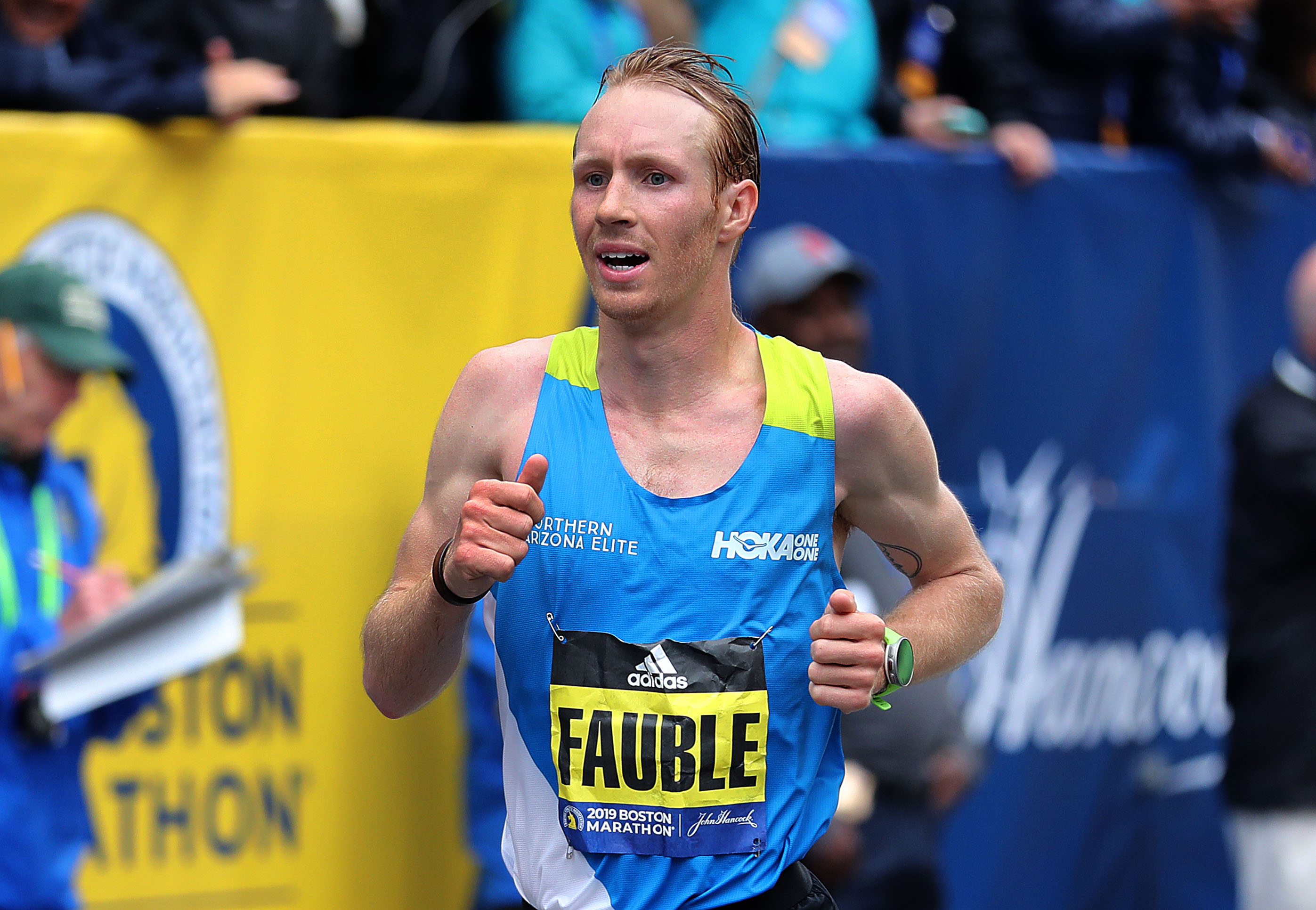 Scott Fauble’s seventh-place finish was the top among American men, 16 seconds ahead of Jared Ward.