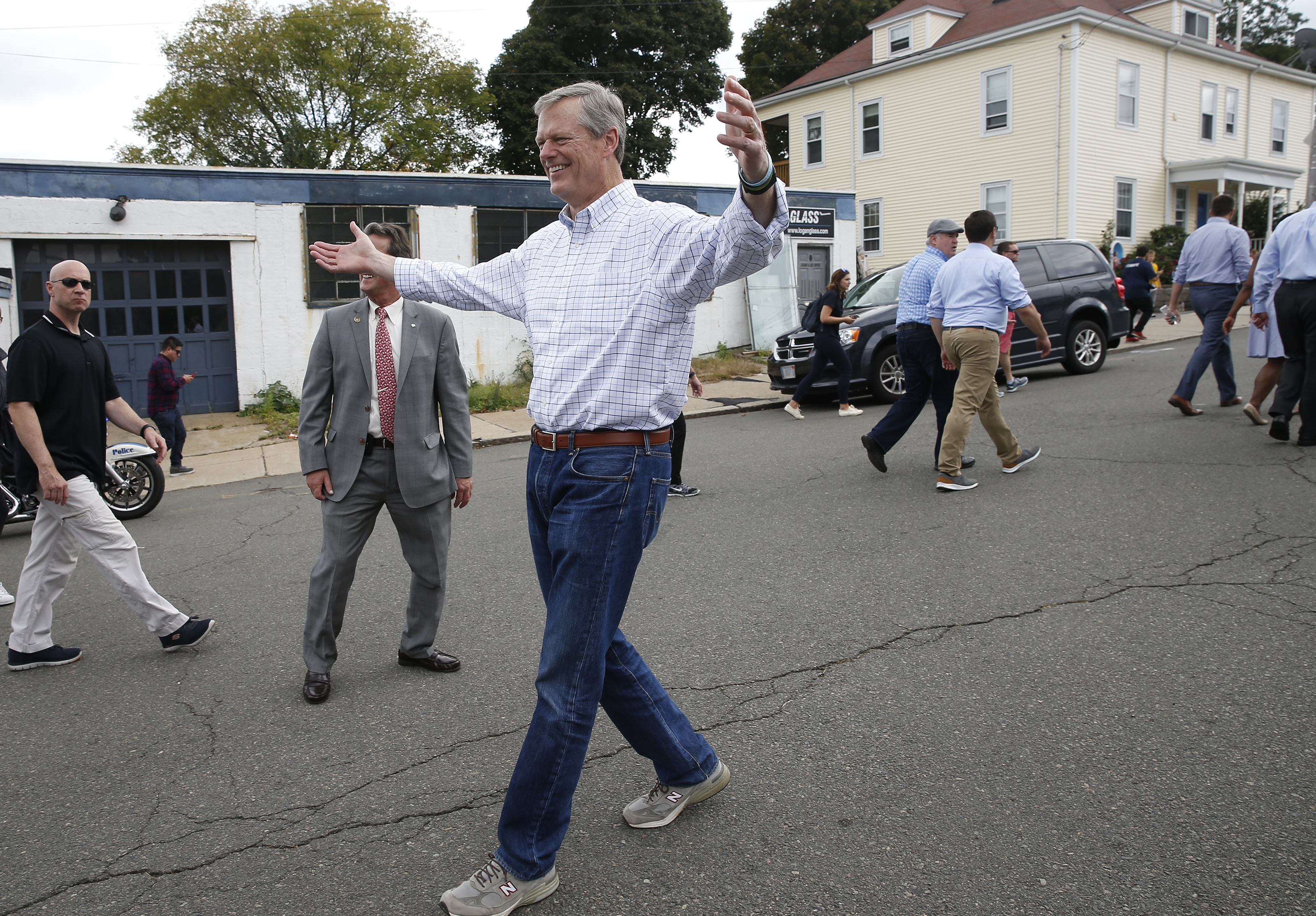 Baker walked in the Columbus Day Parade in East Boston last week.