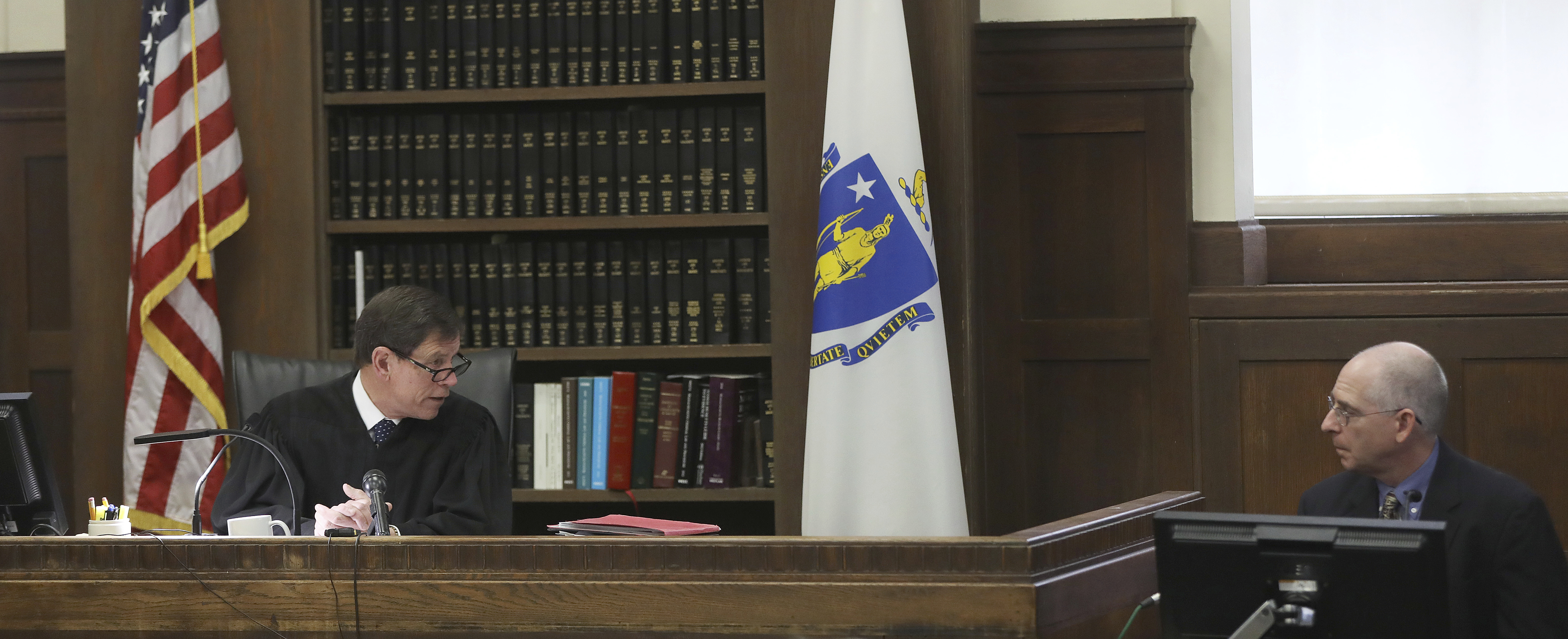 Judge Jeffrey Locke asked Sergeant Detective Daniel Duff a question during testimony Tuesday.