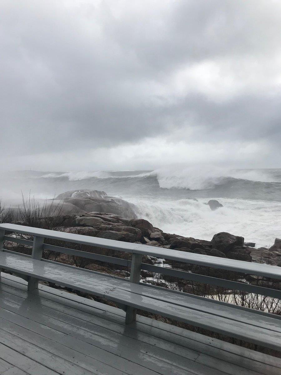 High tide on Saturday afternoon damaged Gloucester seawalls and roadways.