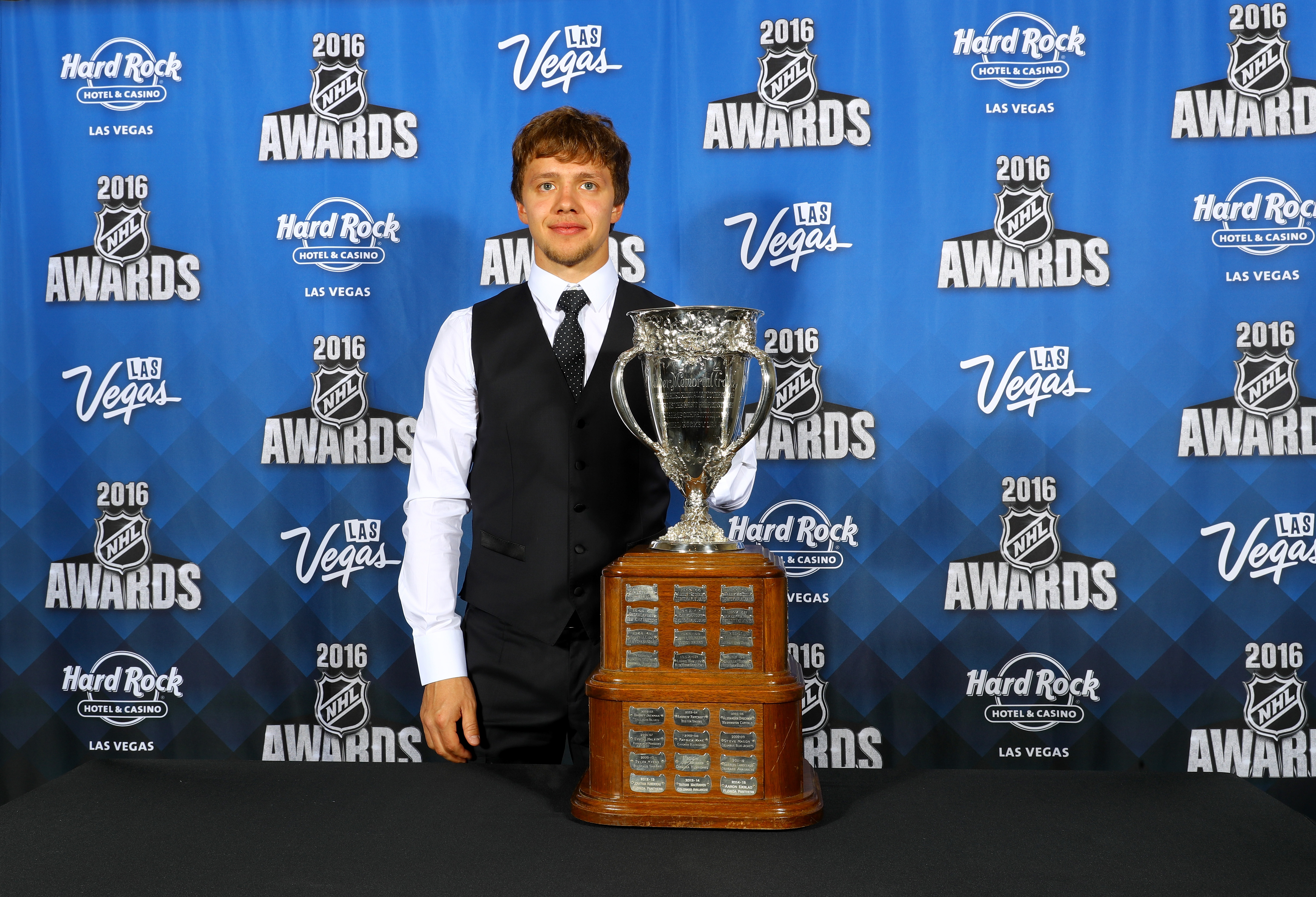 Artemi Panarin won the Calder Trophy named for the top rookie at the 2016 NHL Awards.