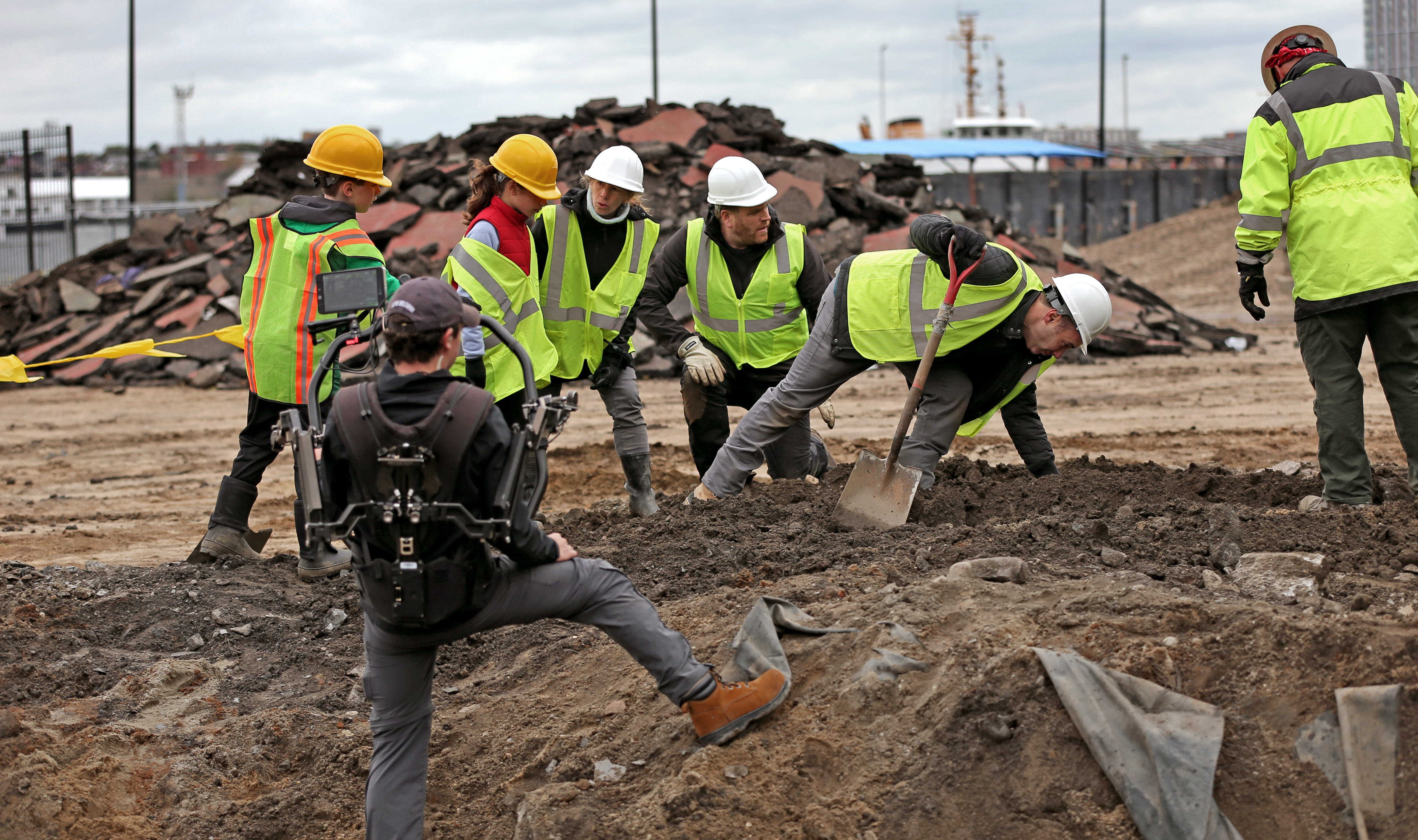 The Krupats, with host Josh Gates, at the North End site.