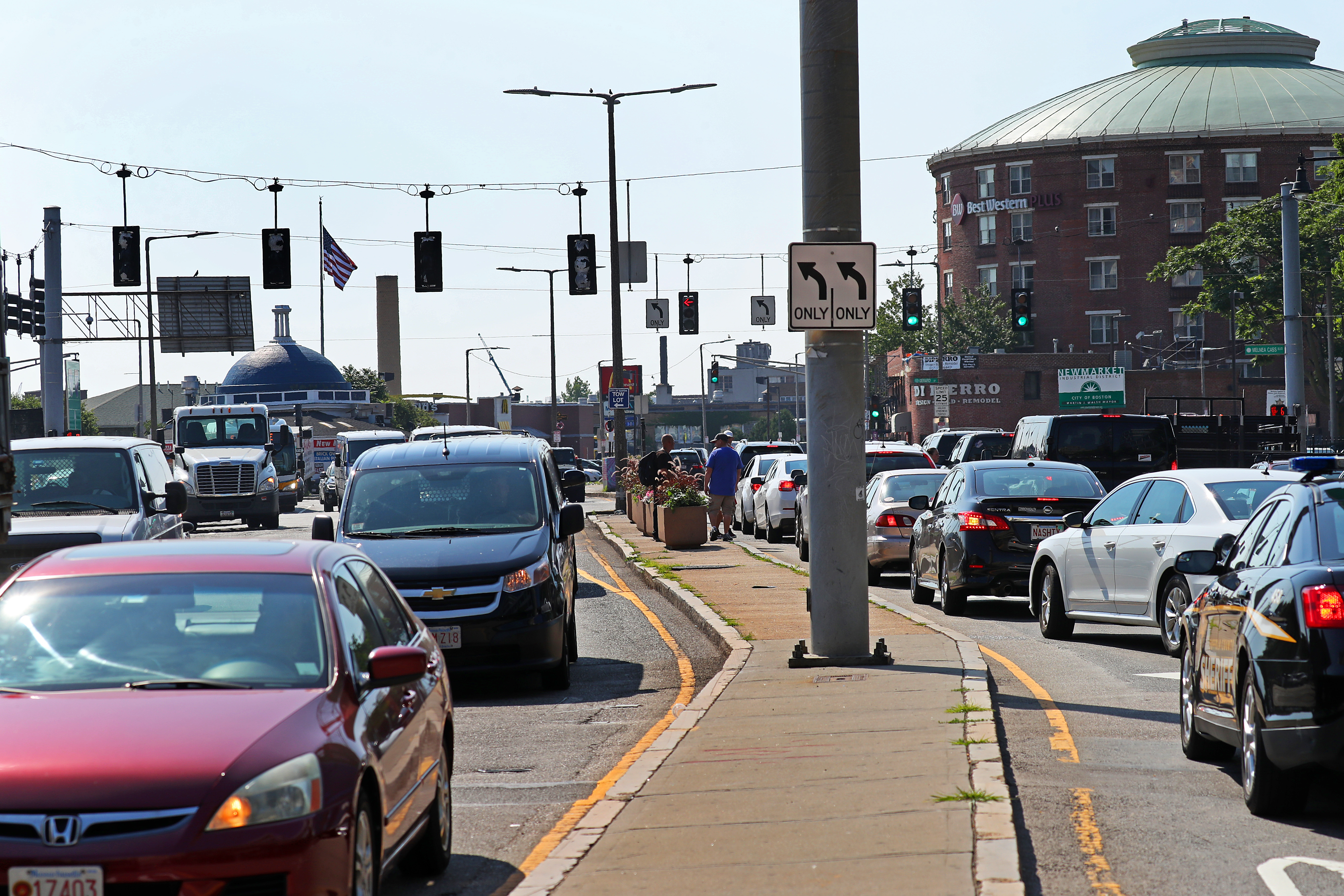 Rush hour at Melnea Cass Boulevard and Mass. Ave., among Boston’s worst intersections.