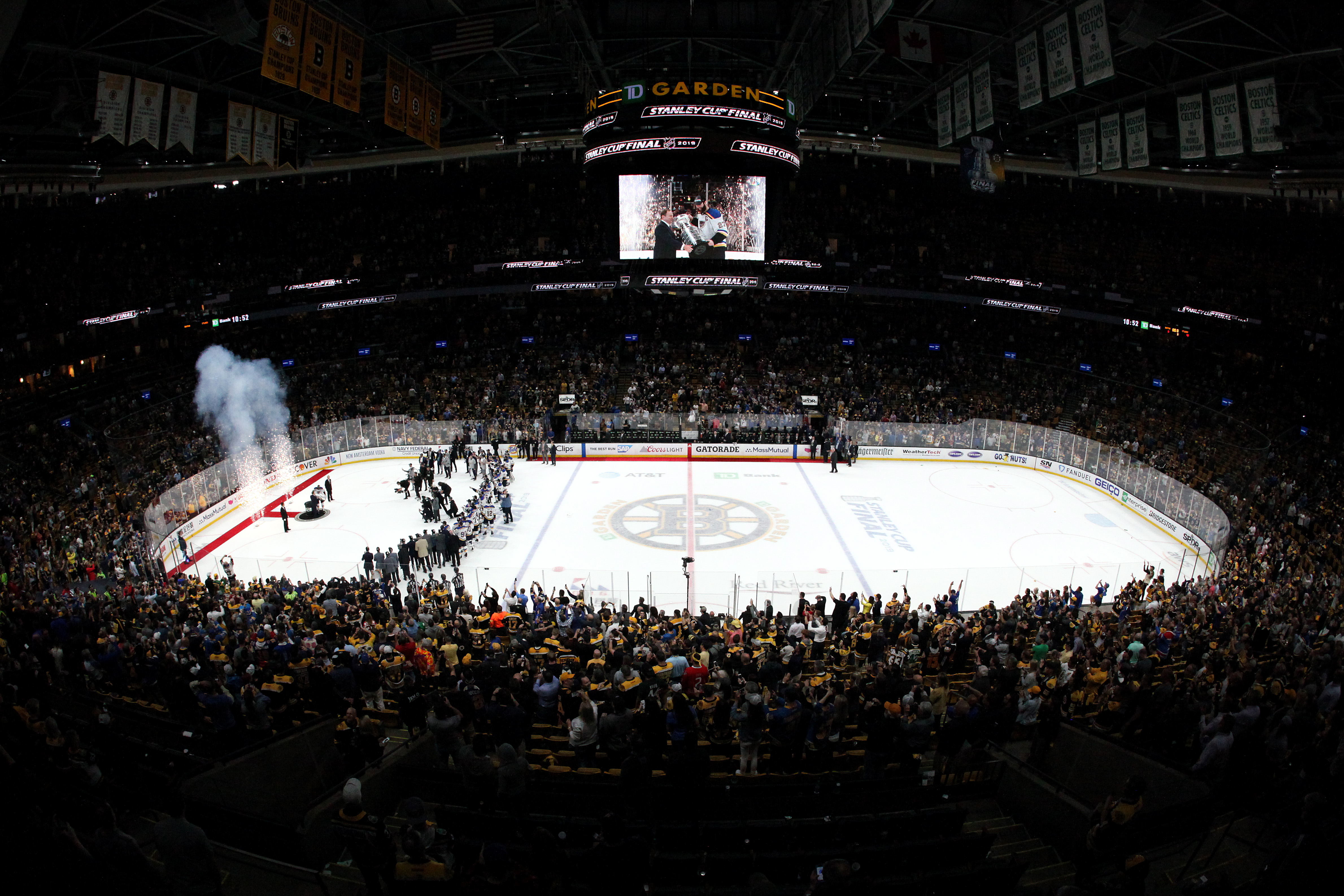The ice at TD Garden at the conclusion of Game 7 of the Stanley Cup Final.