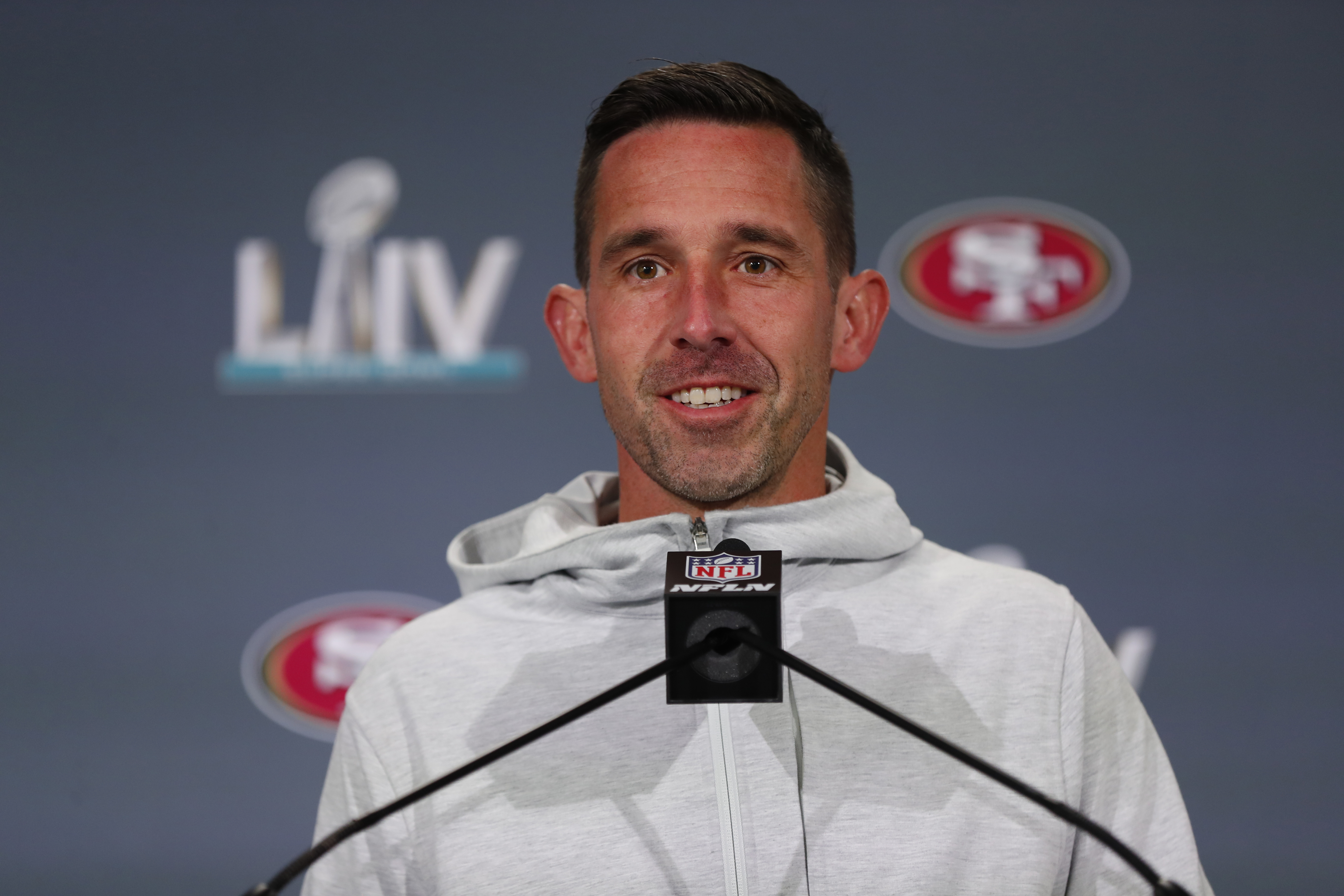 Kyle Shanahan put the Niners through a workout at the University of Miami practice facility on Thursday.