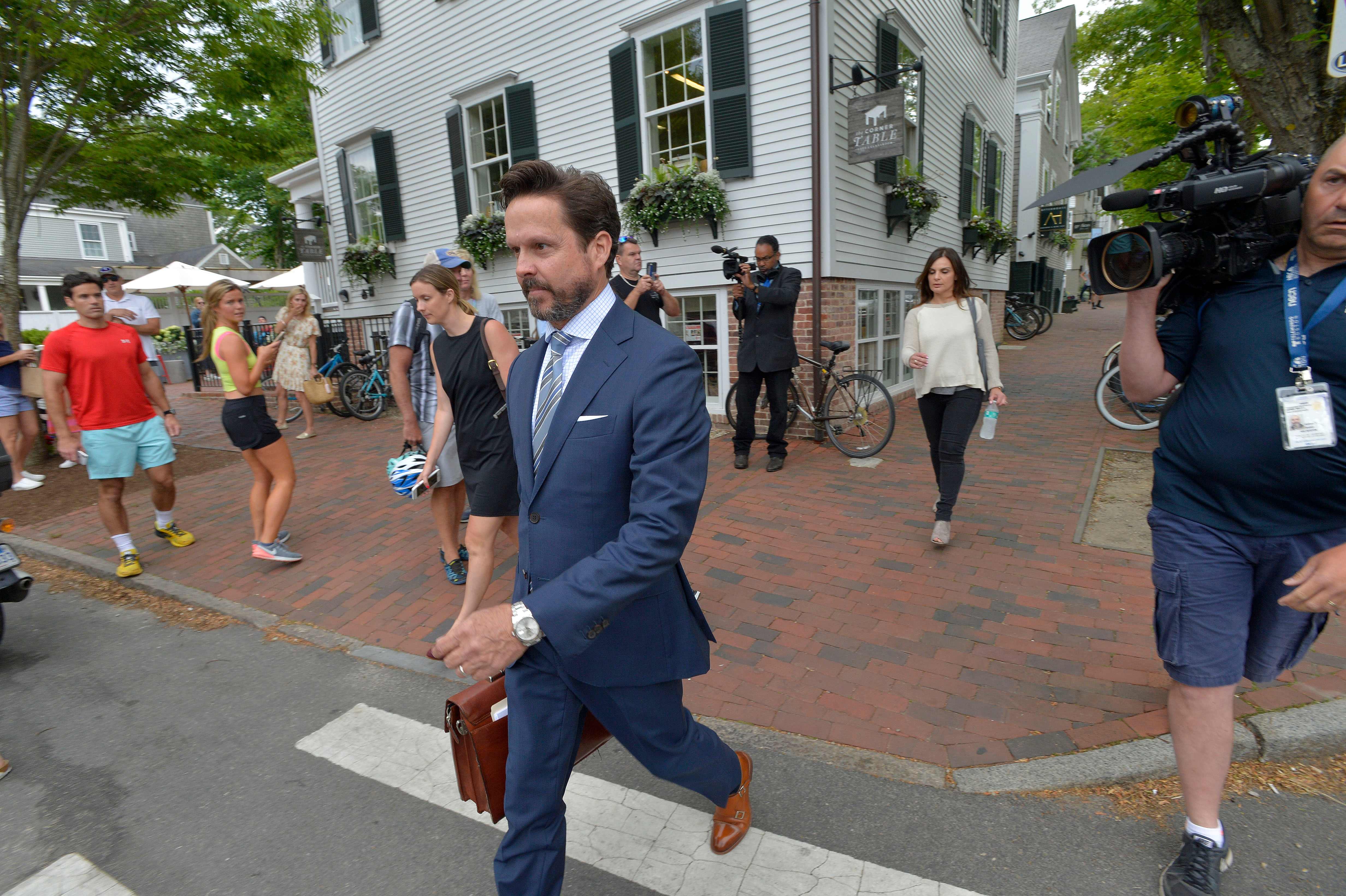 Alan Jackson, who is Kevin Spacey’s lead attorney, arrived at the courthouse on Nantucket on Monday.