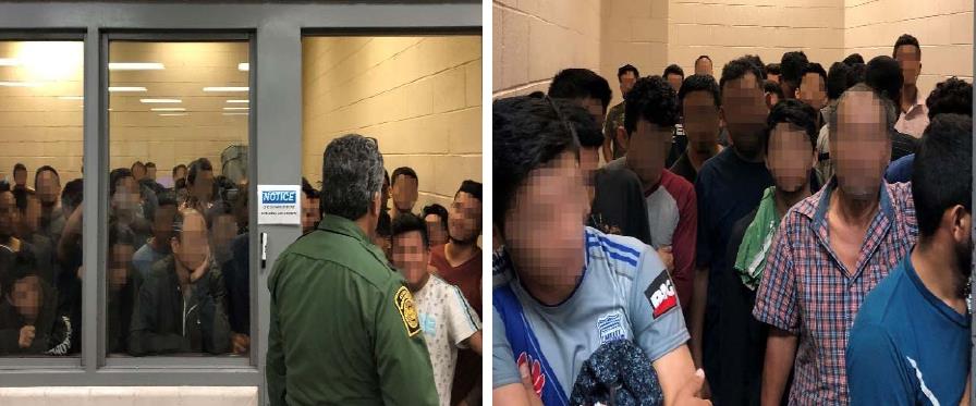 A cell with standing room only at Border Patrol’s McAllen, Texas, station.