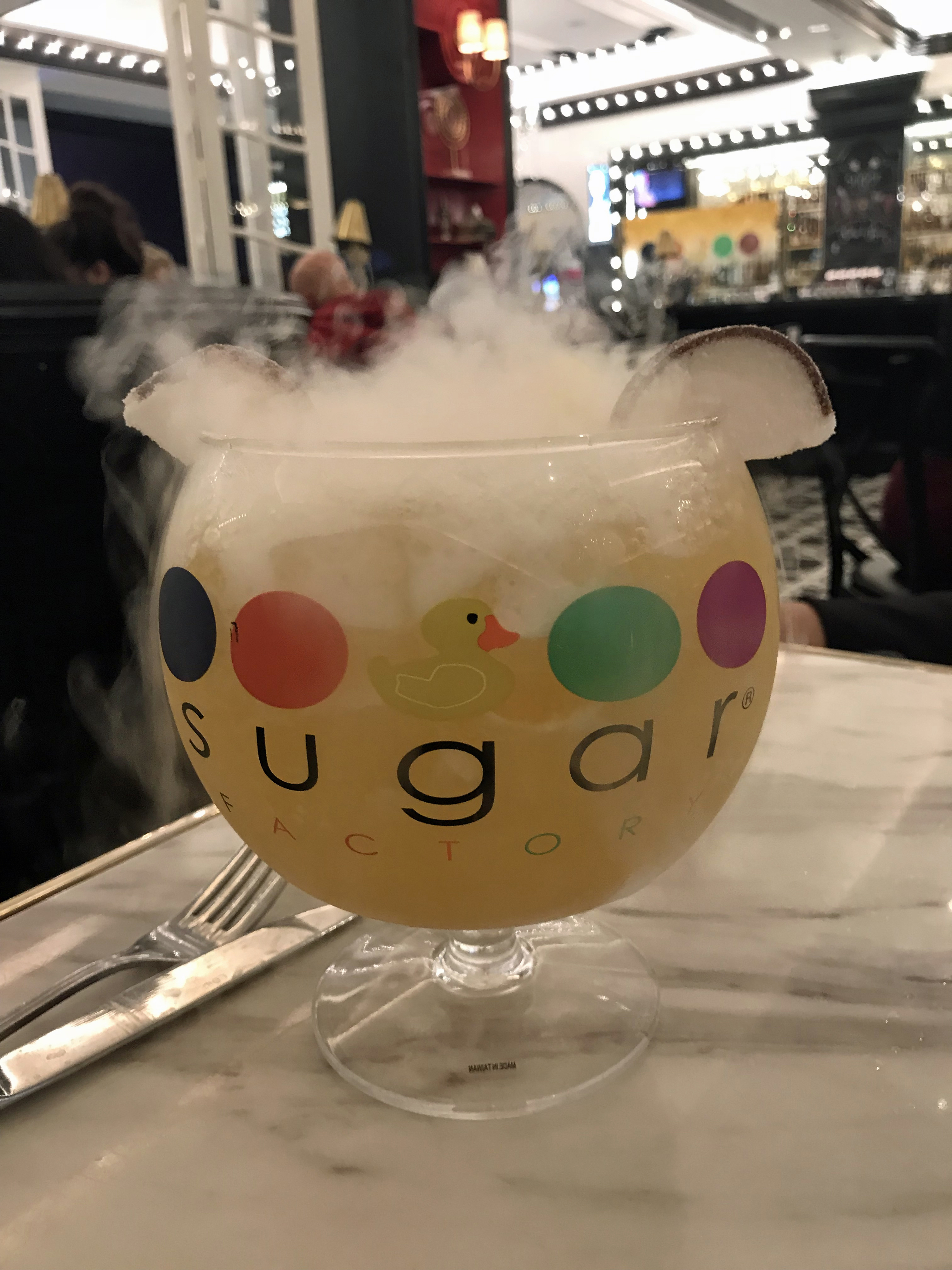 A smoking candy-goblet drink at Foxwoods’ Sugar Factory.