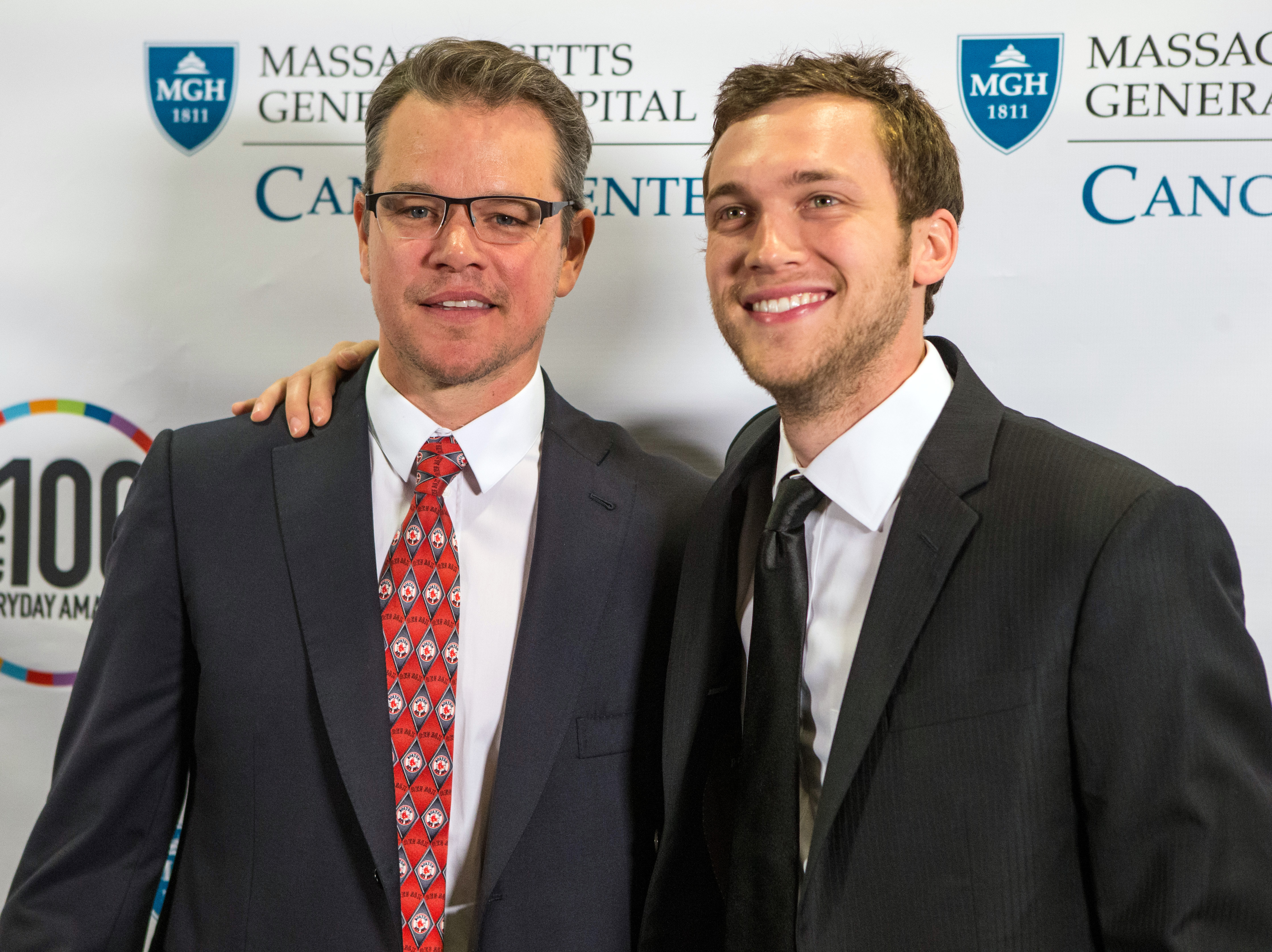 From left: Matt Damon with singer Phillip Phillips, who won the eleventh season “American Idol.”