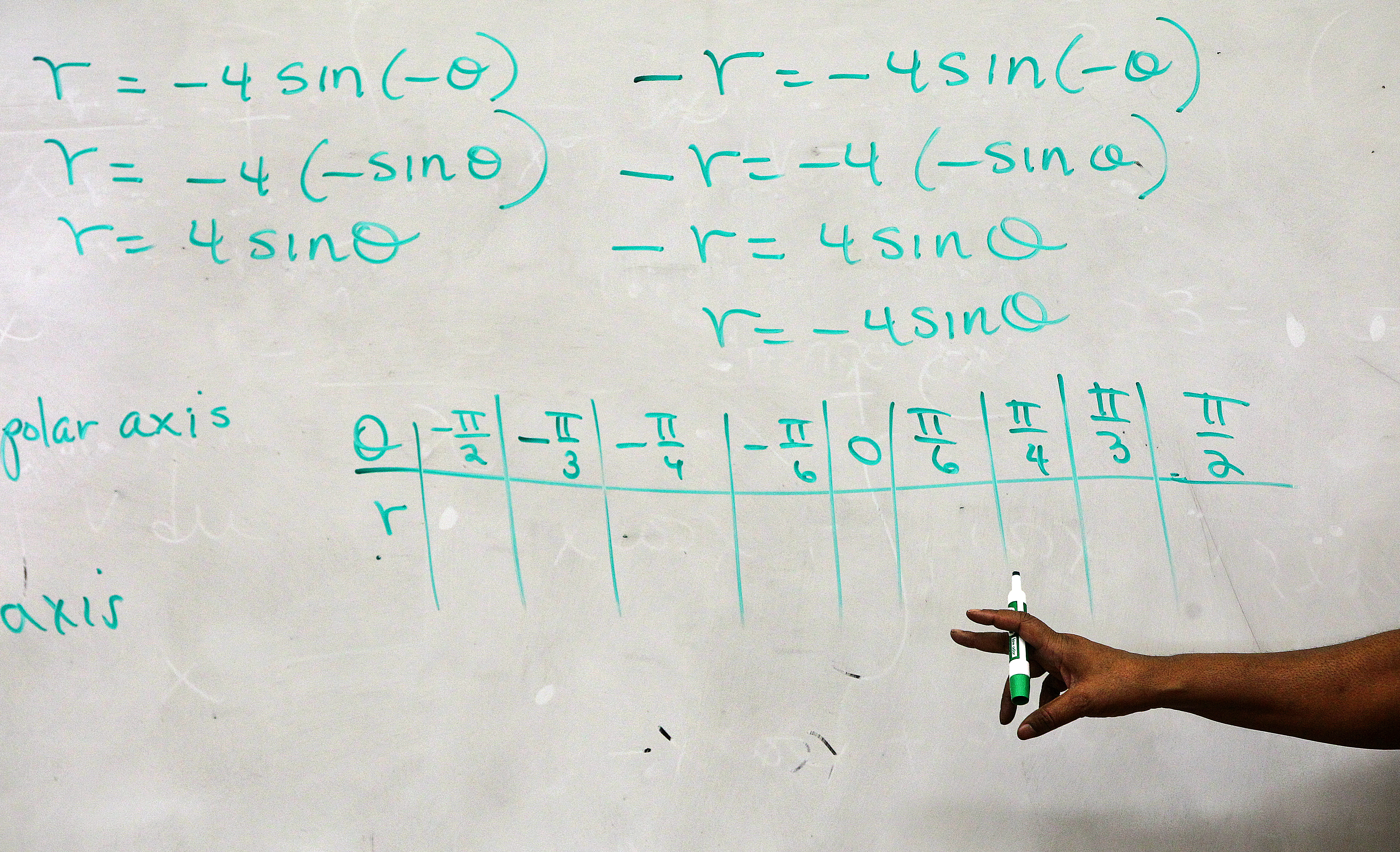 Teacher Betty Davis went over a problem in an 11th-grade advanced pre-calculus class.