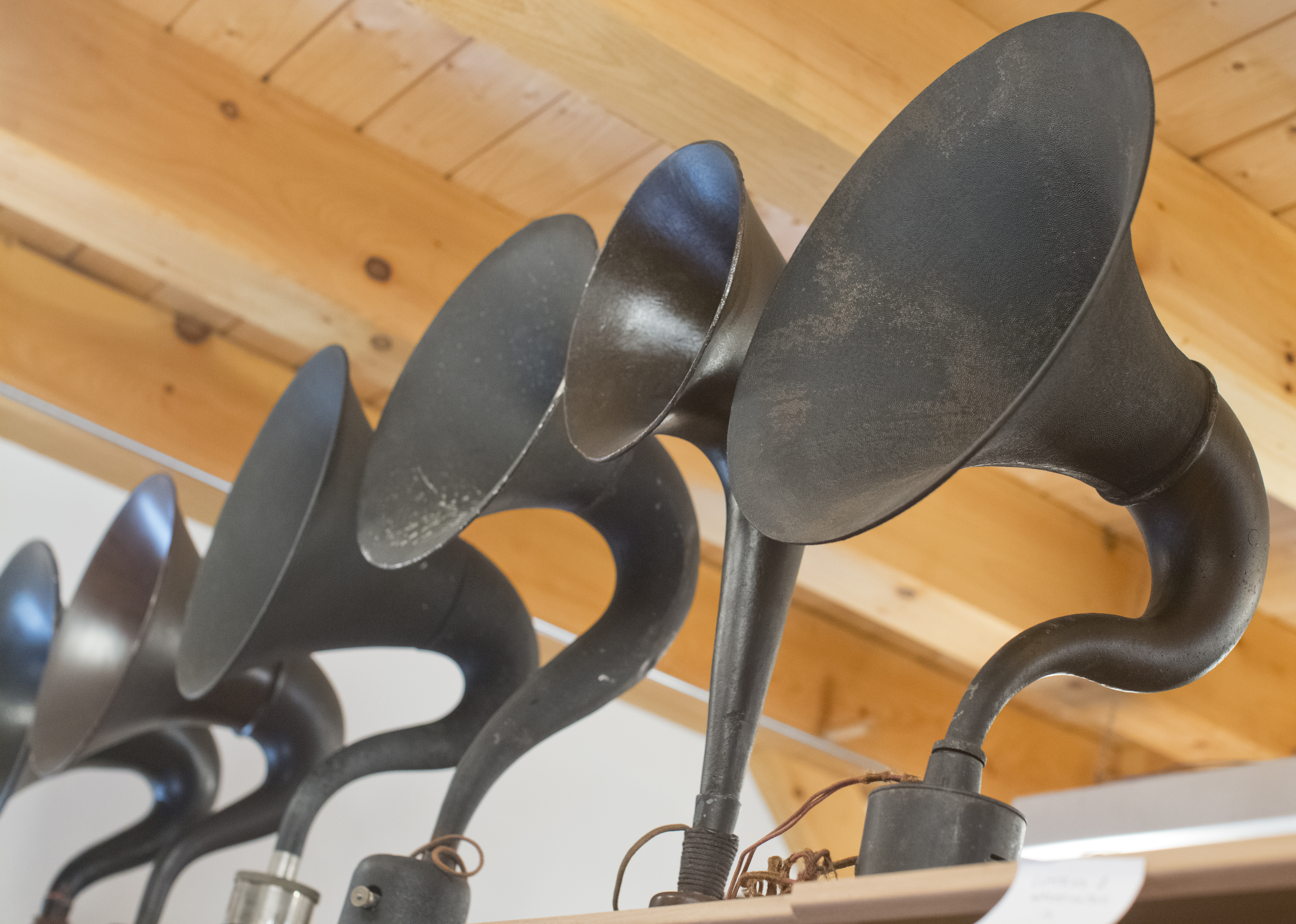 A variety of speakers for radios made before the 1930s are part of John Terrey’s collection.