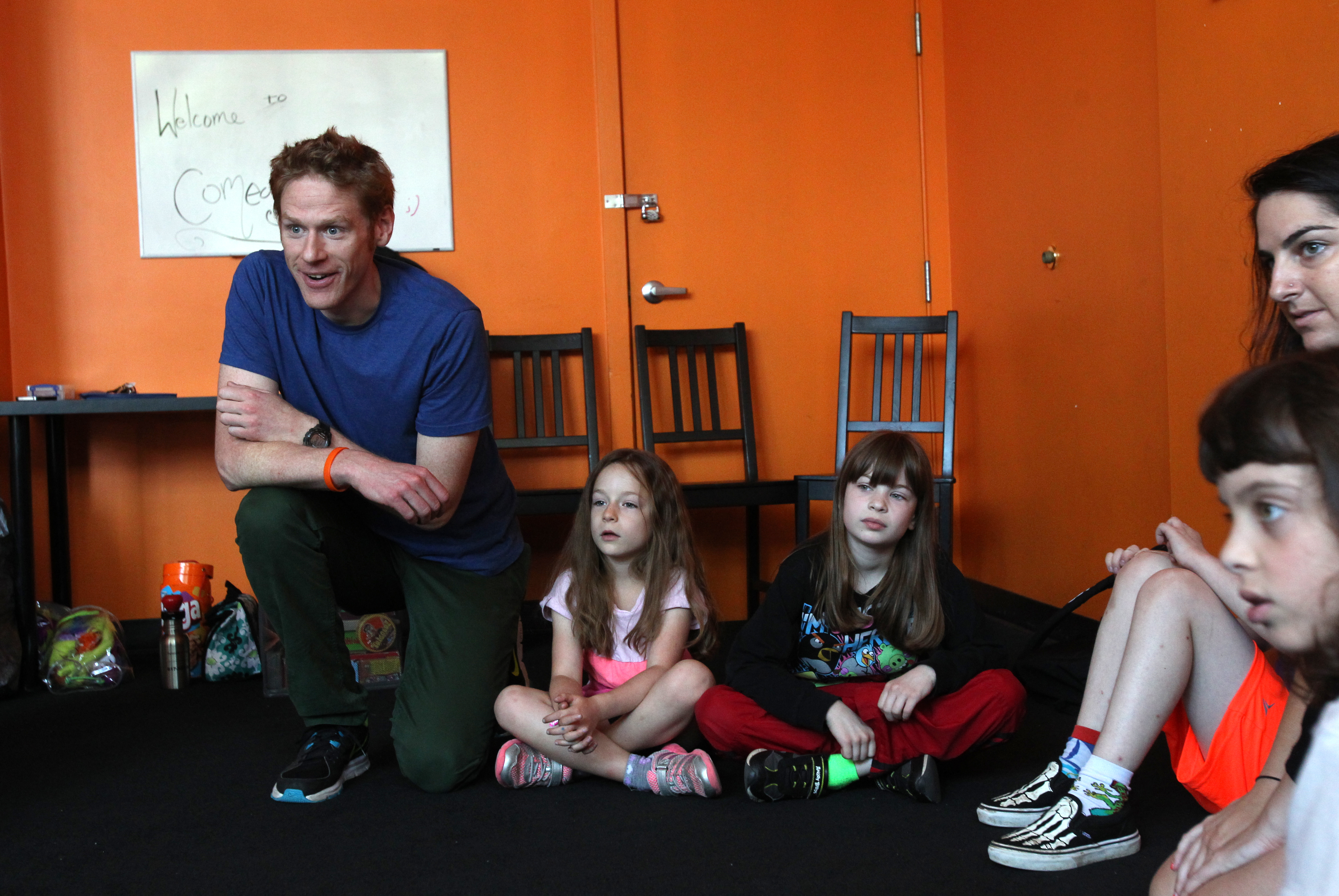 Instructor Nils Vaule works with some young campers.