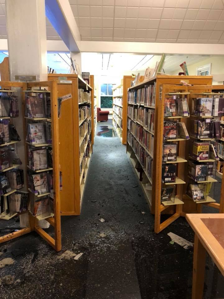Water pooled near the stacks