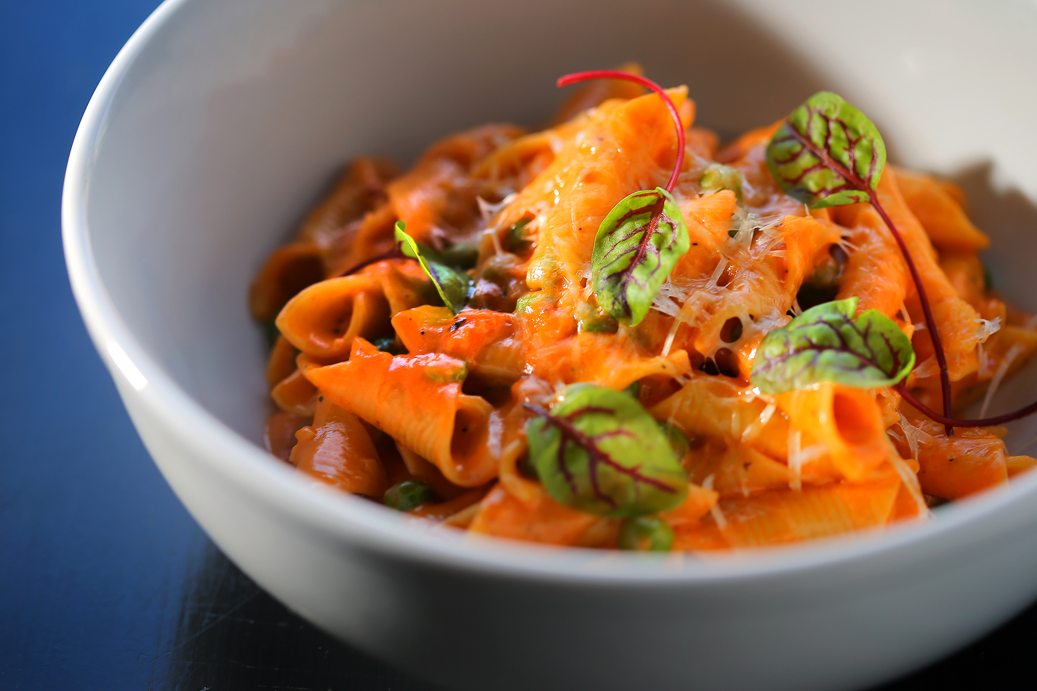 Garganelli pasta with vodka cream sauce.