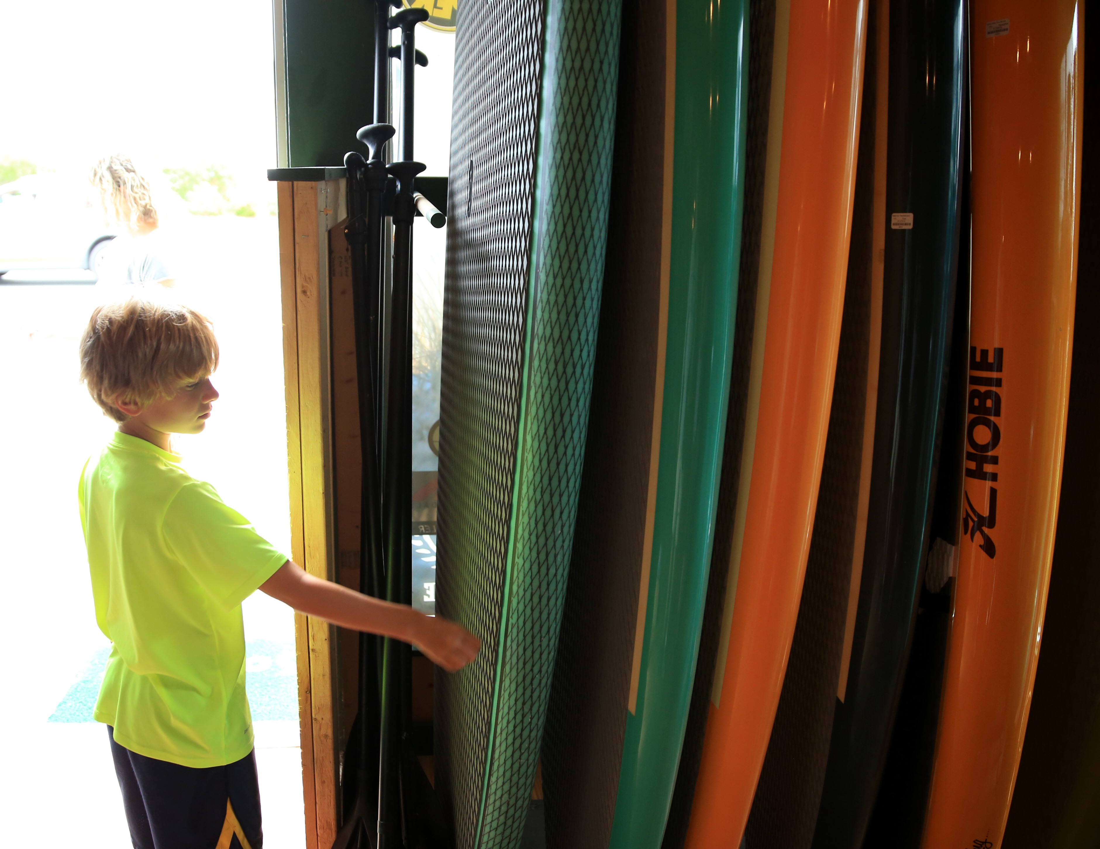 Hunter Ownen checked out surf boards at Levitate.
