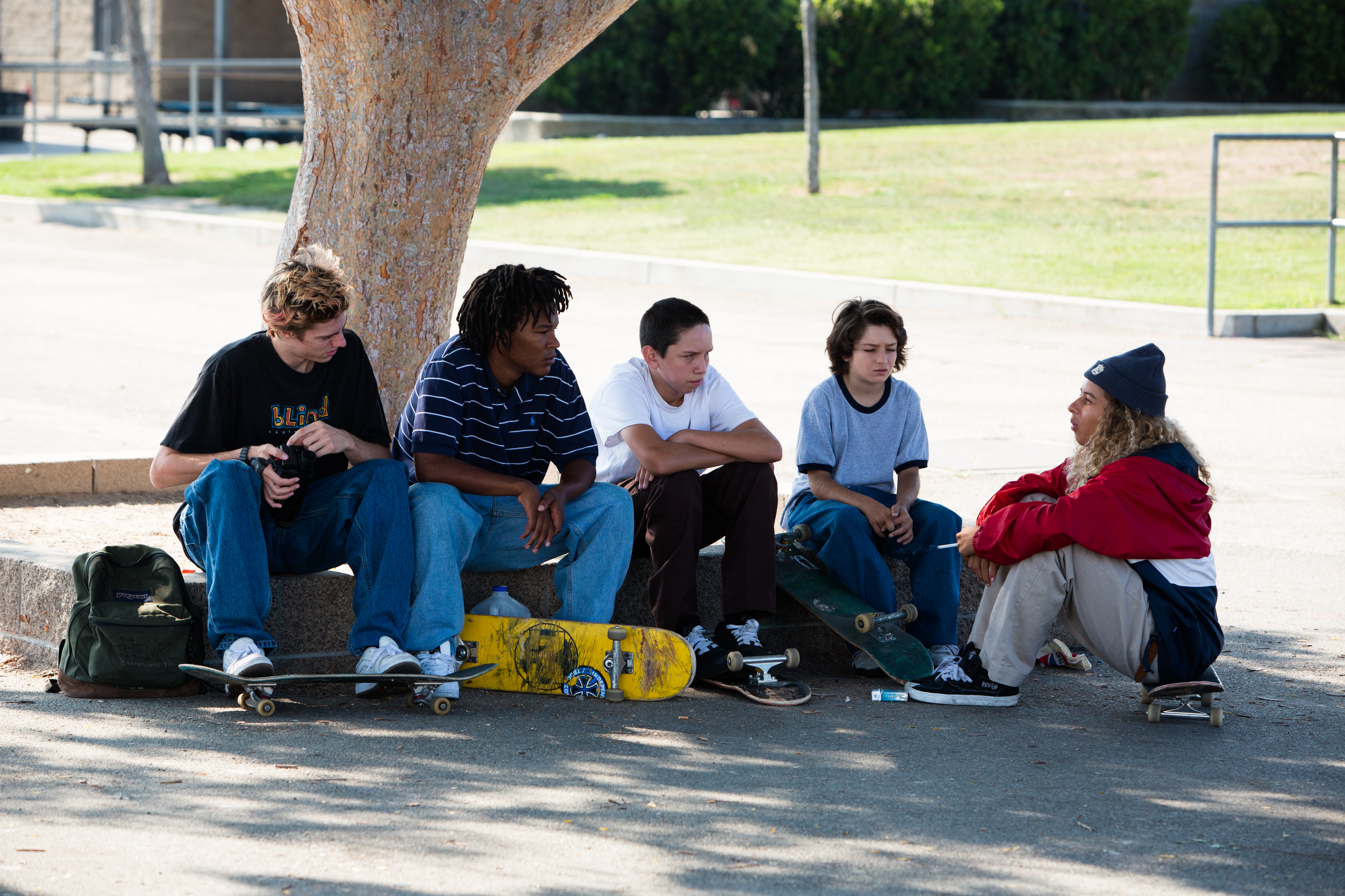 Ryder McLaughlin, Na-kel Smith, Gio Galicia, Sunny Suljic, and Olan Prenatt in Jonah Hill’s “Mid90s.”
