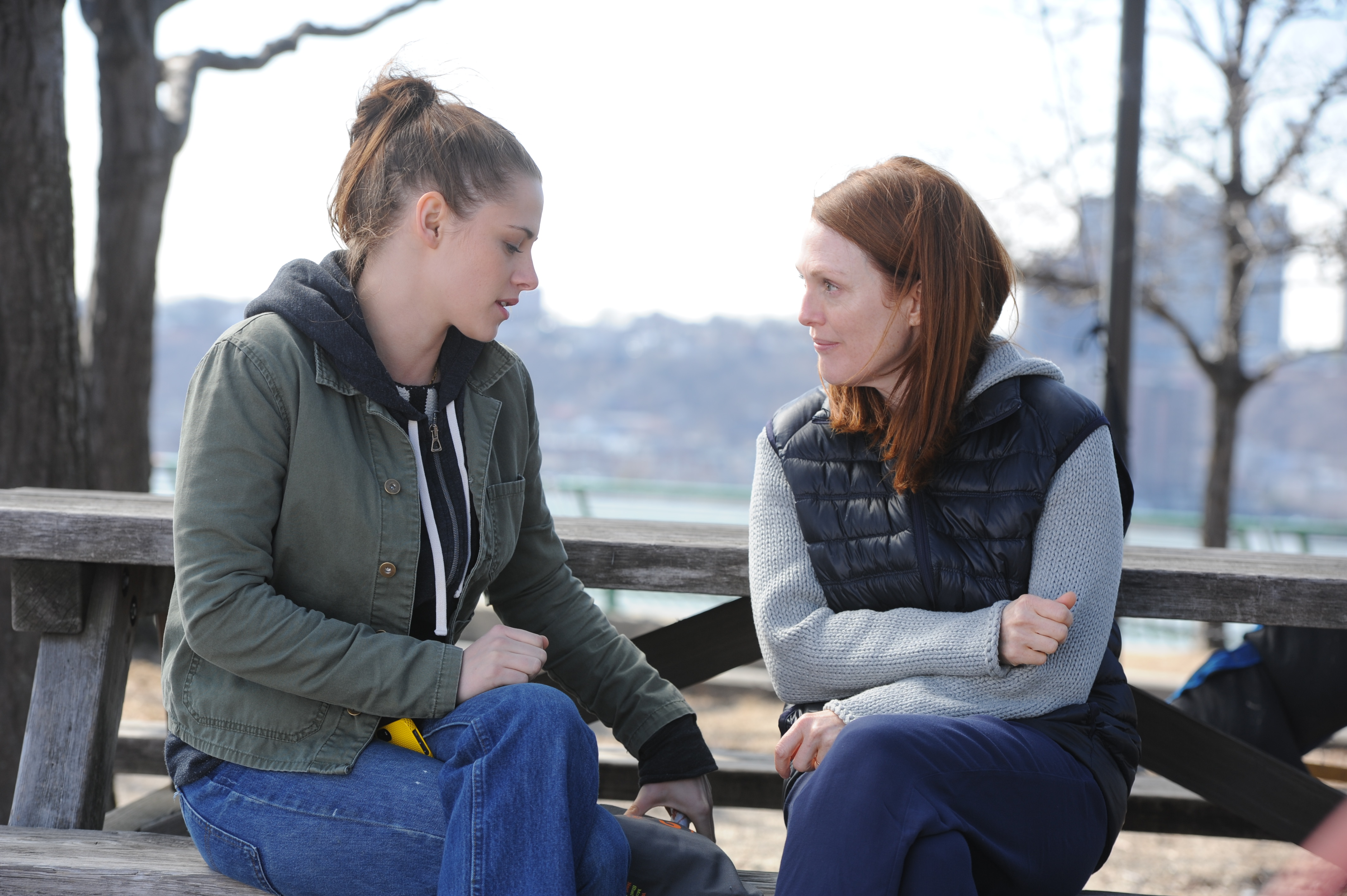 Kristen Stewart (left) plays one of Moore’s three children.