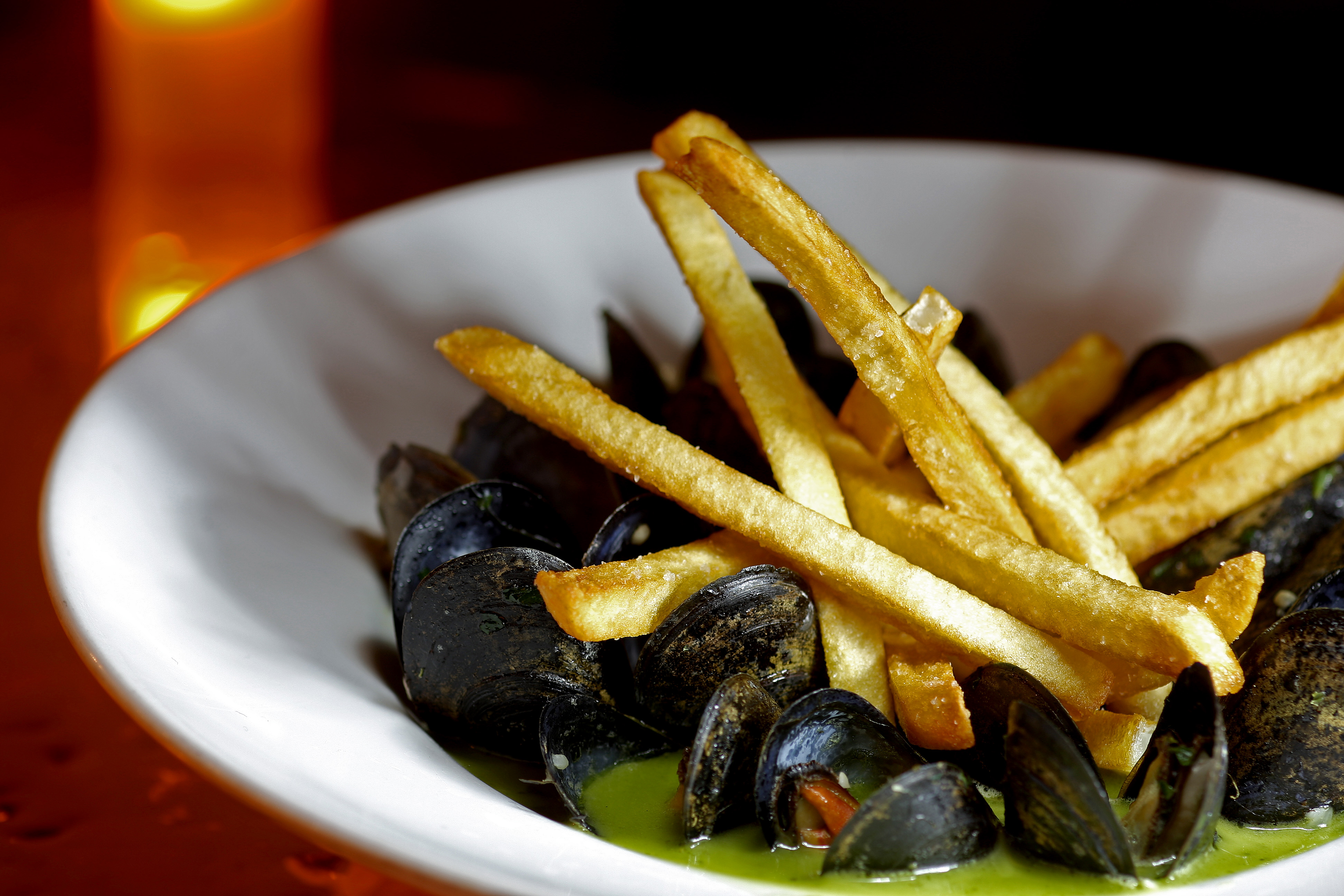Traditional Moules Mariniere - mussels, white wine, butter, garlic and hand cut frites from Central Kitchen.