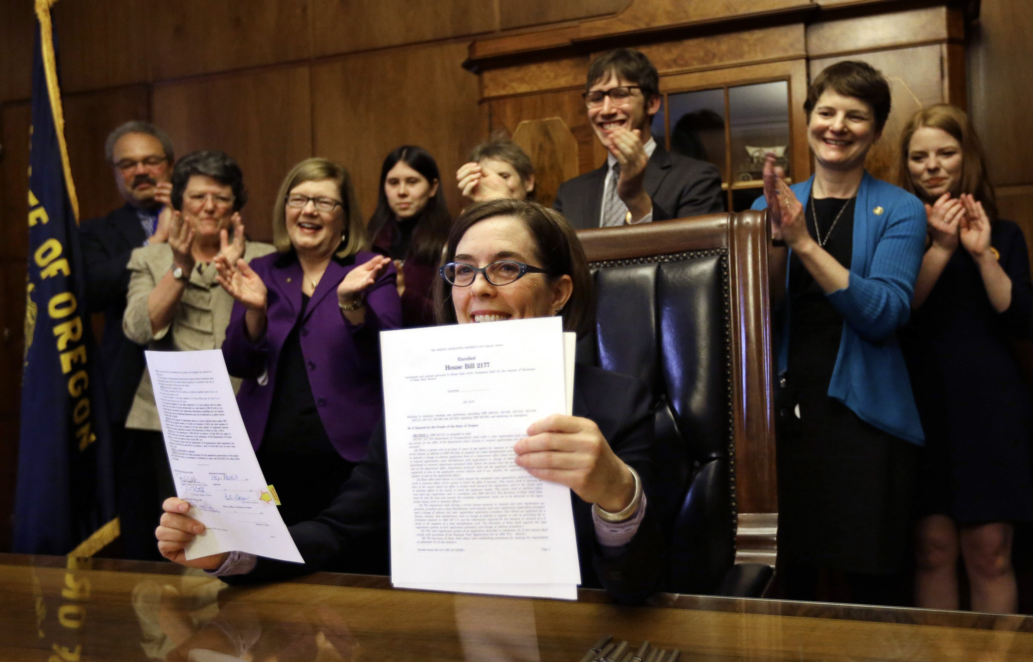 Oregon Governor Kate Brown signed an automatic voter registration bill last March.