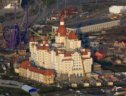 A popular Olympic attraction, Sochi Park, is a work in progress. The sprawling Russian-themed amusement park is slated to be fully operational by July.