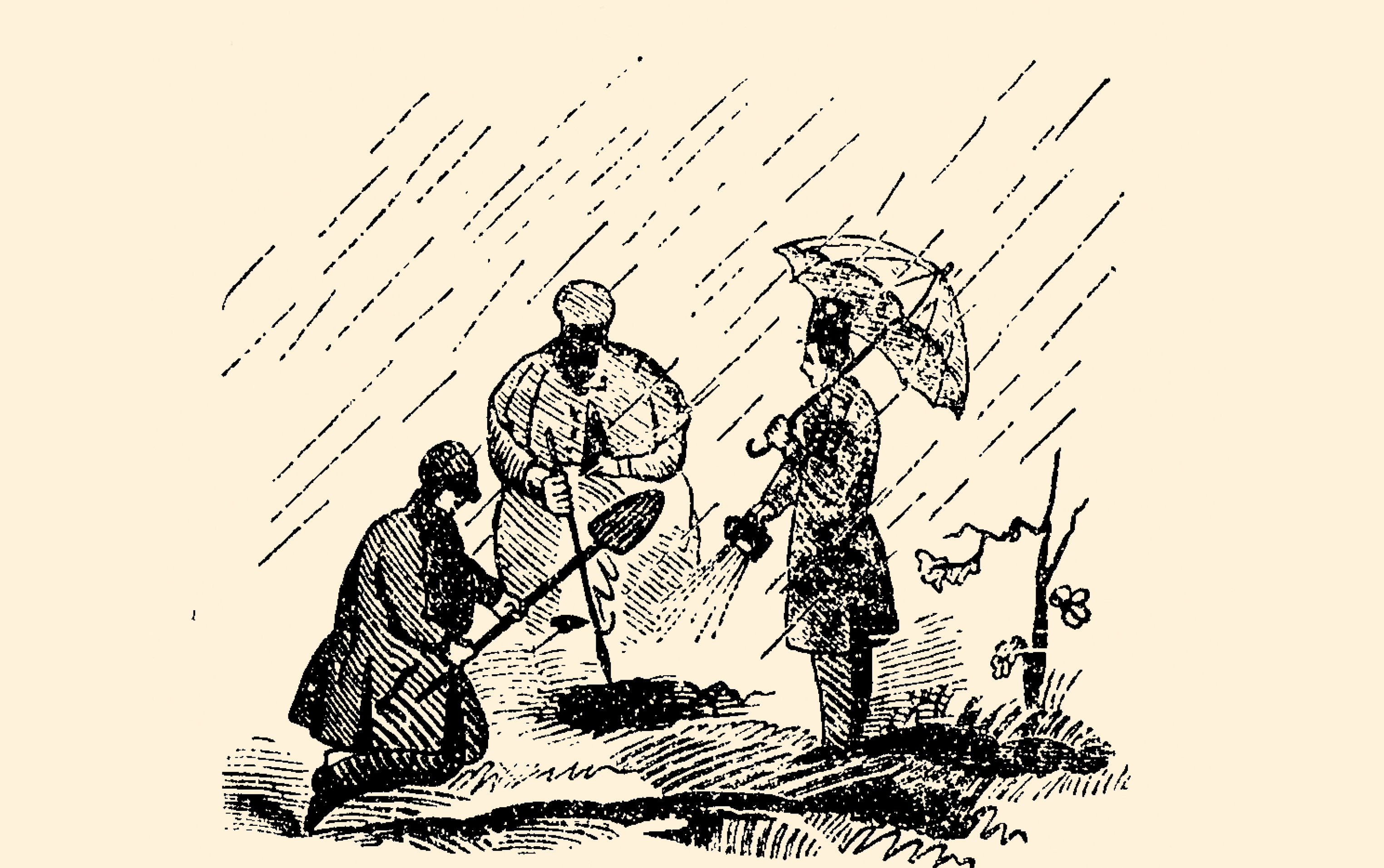 An image from an 1848 pamphlet on the life and adventures of Francis Tukey shows detectives recovering stolen money from the Public Garden.