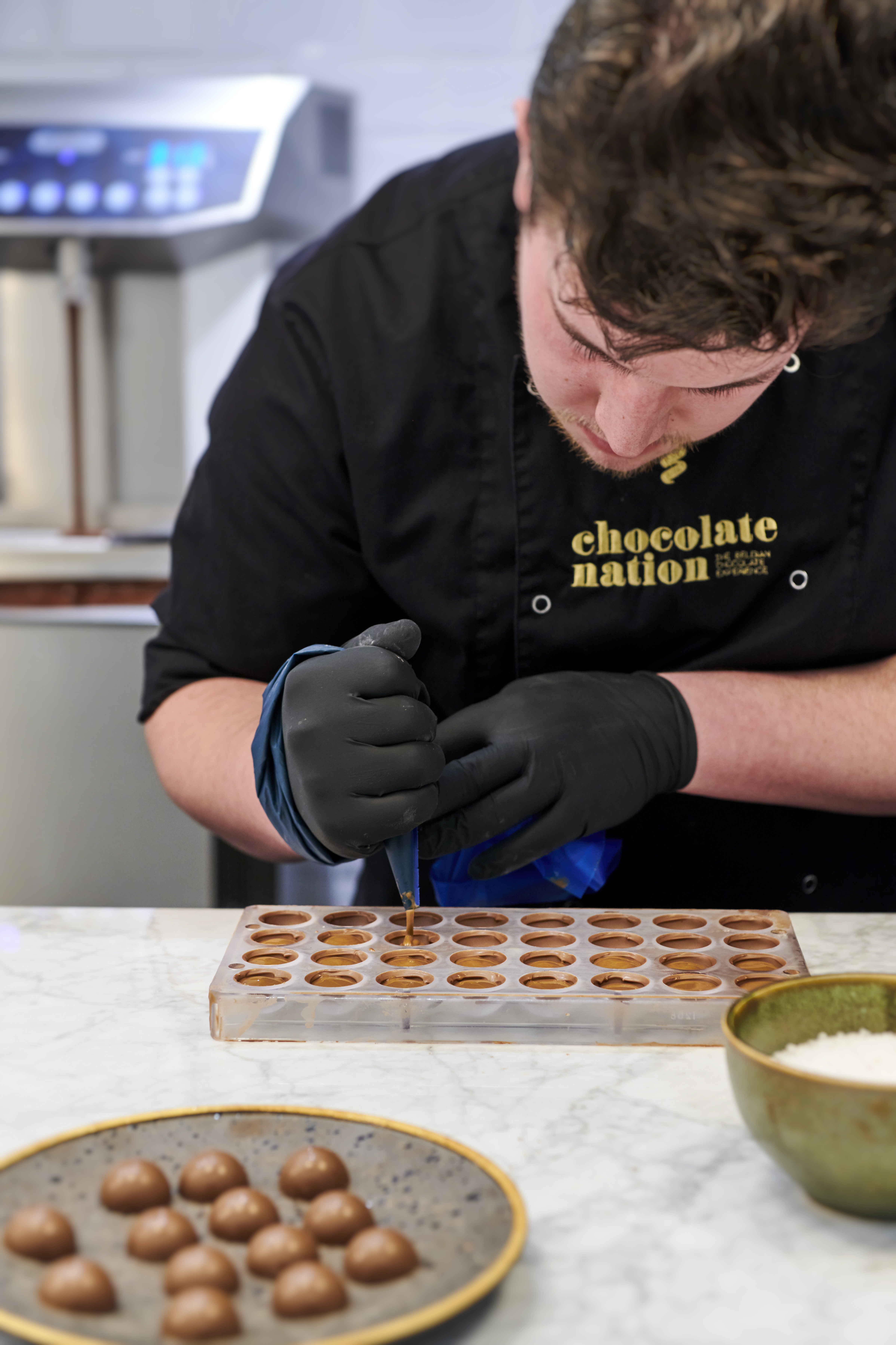 A production area demonstration at Chocolate Nation, a new museum in Antwerp, Belgium.