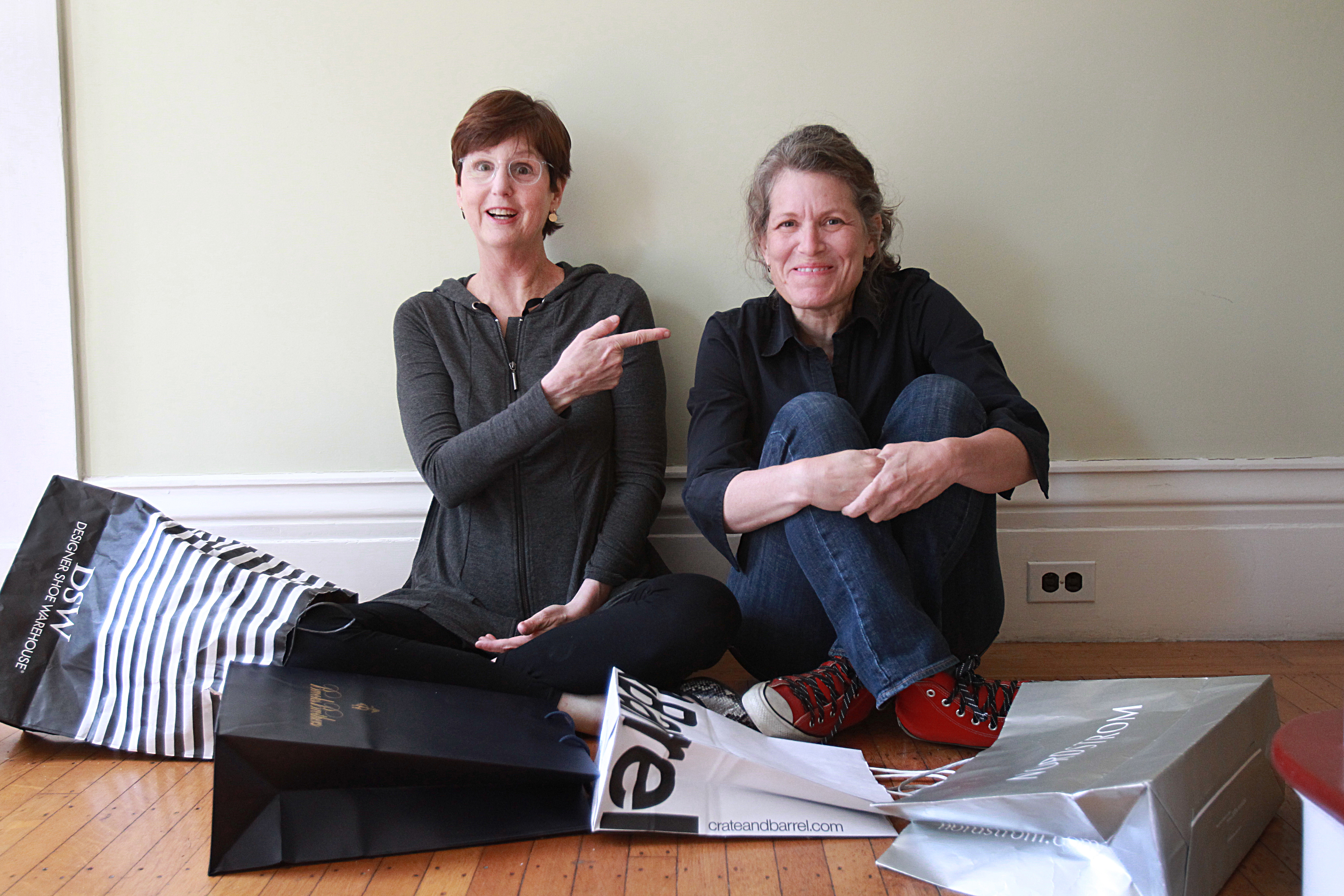 Faith Baum (far left) and Lori Petchers, co-creators of the Old Bags Project.