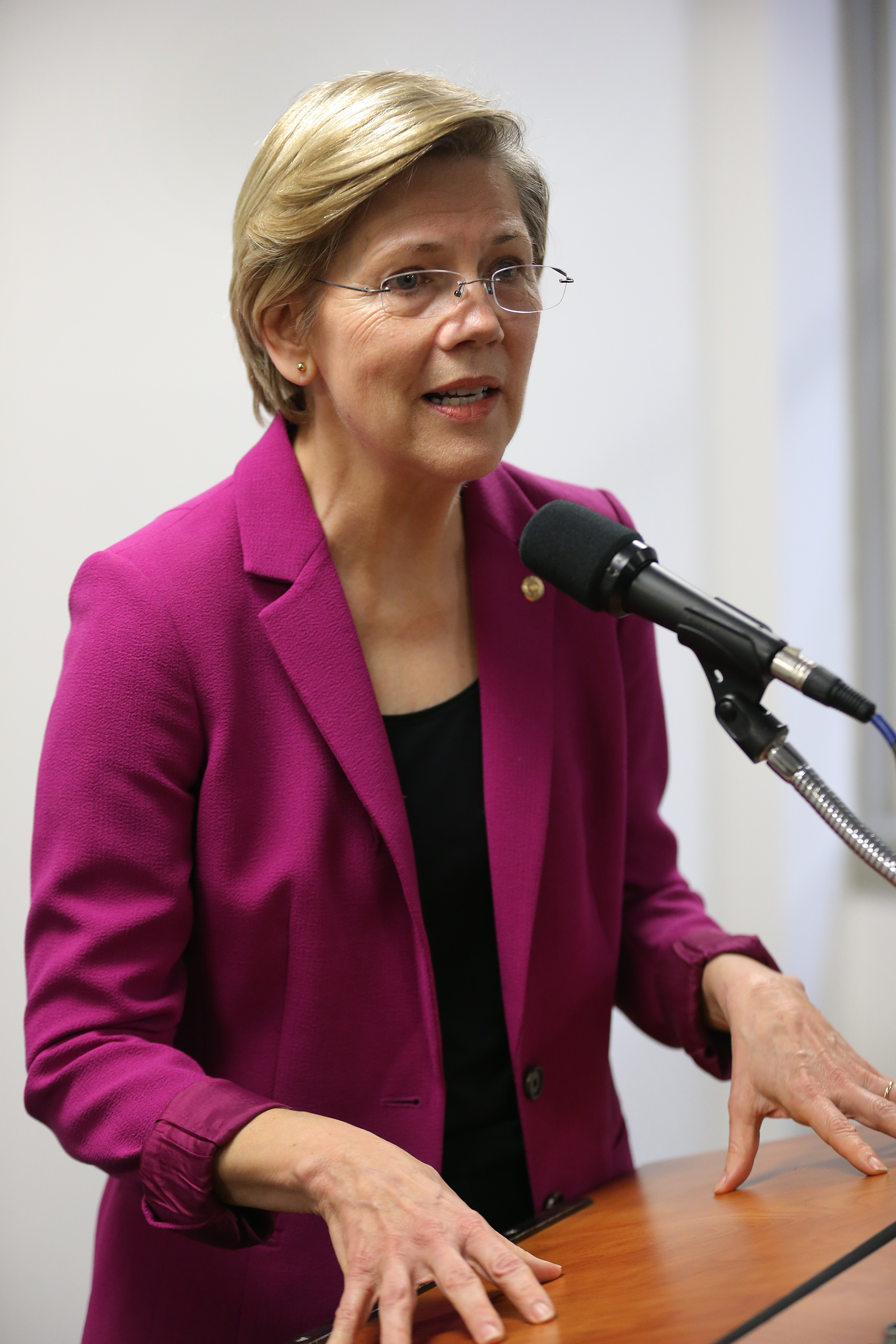 Senator Elizabeth Warren spoke in Boston on Wednesday.