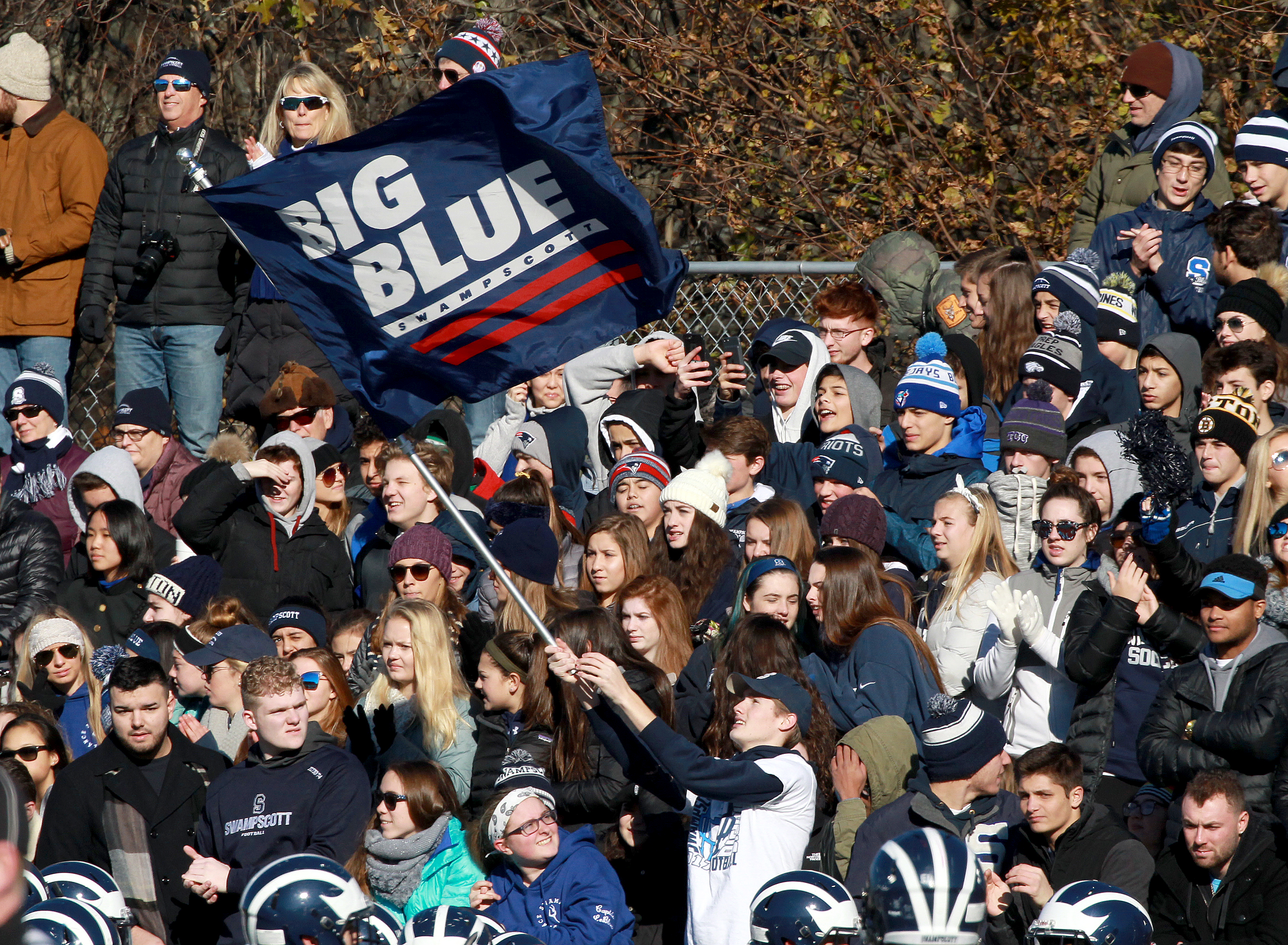 Swampscott fans cheered on the Big Blue in first quarter.