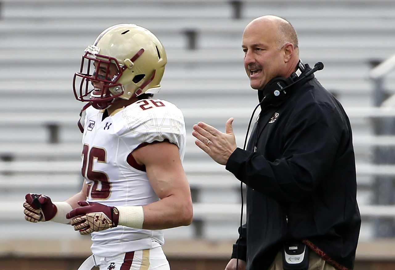 BC coach Steve Addazio has some pointed words for David Dudeck.
