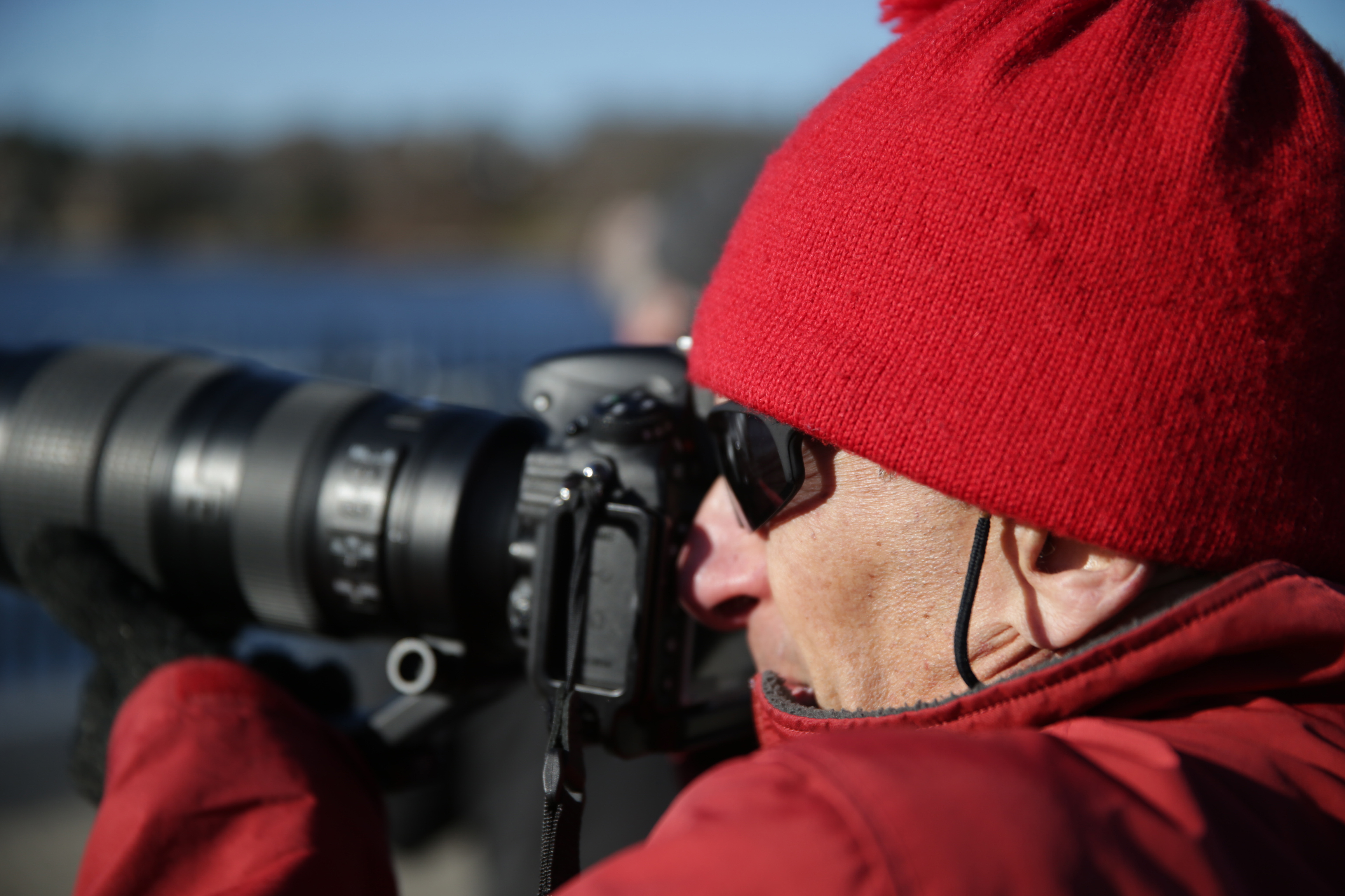 Ken Stampfer lines up a shot of an eagle. “My first sighting of an eagle was one of the highlights of my photographic life,” said Stampfer, an ophthalmologist from Belmont.