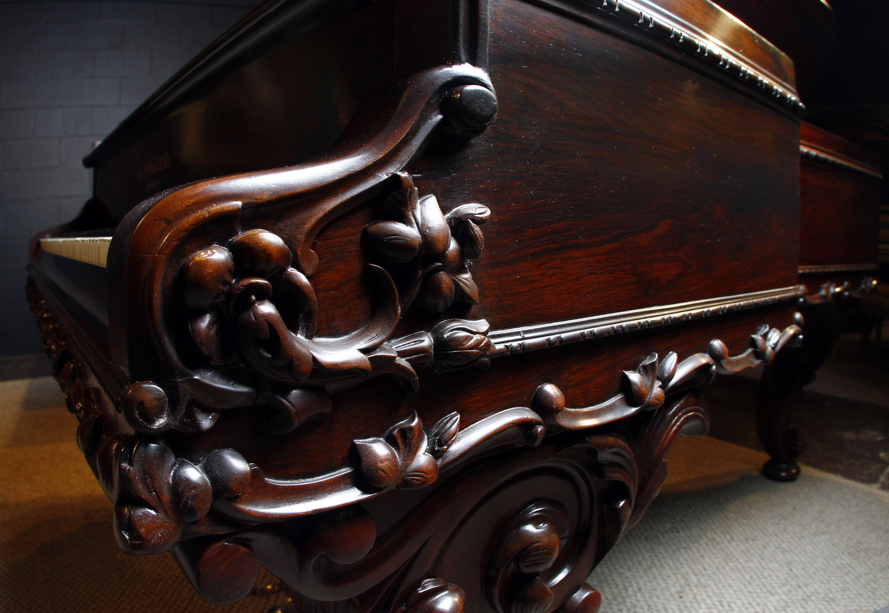 Details of the restored piano.