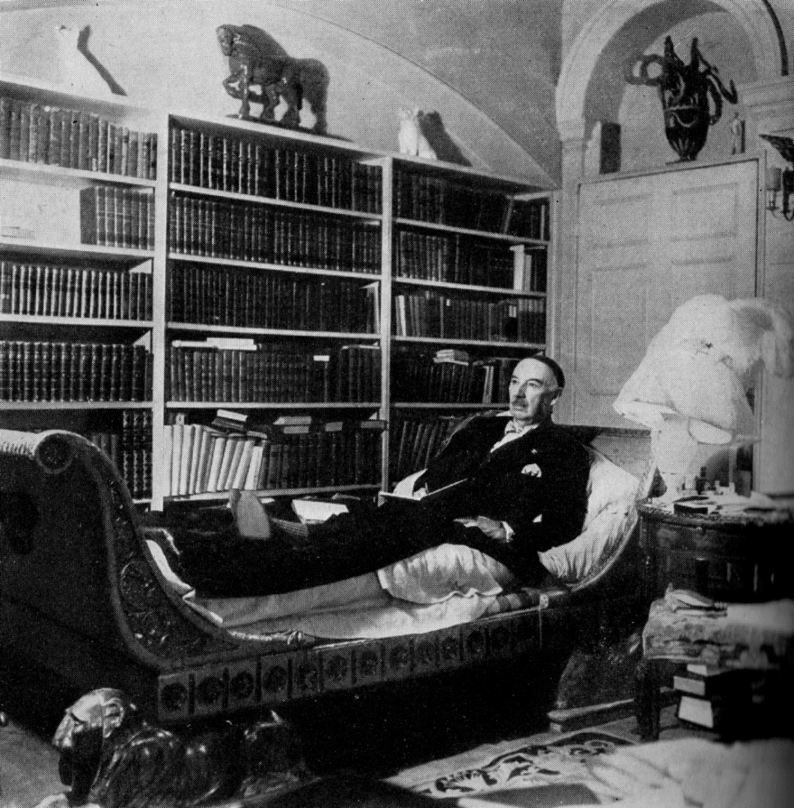 Gerald Hugh Tyrwhitt Berners on the day-bed in his study.