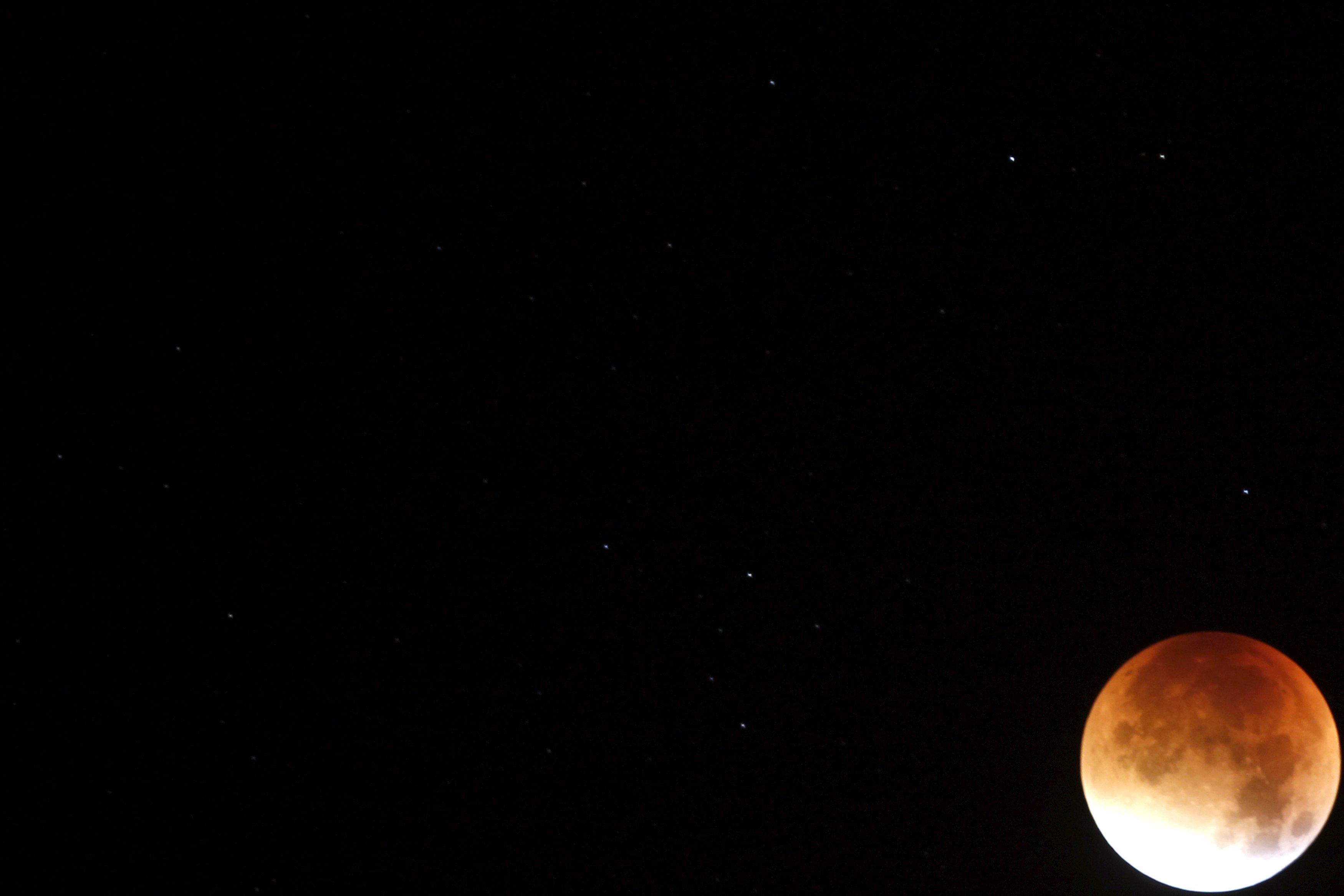 The Supermoon lunar eclipse as seen in in Ronda, Spain.