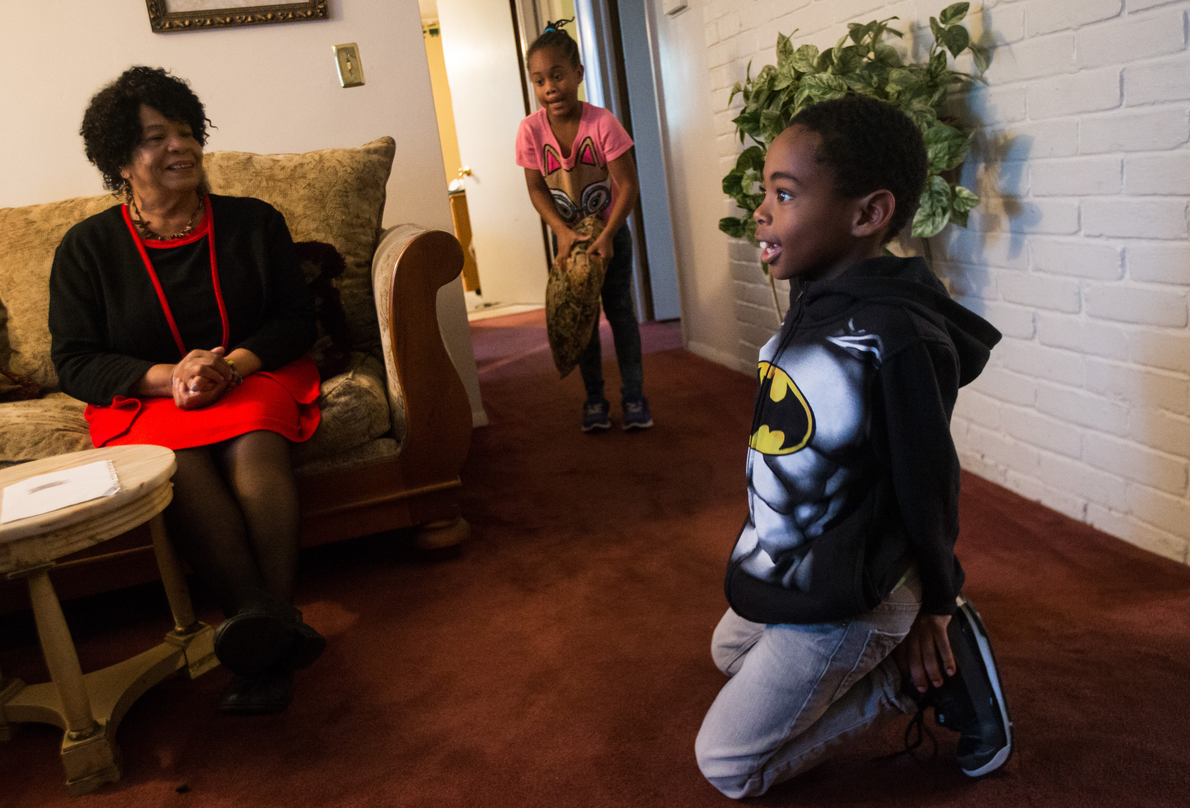 Gloria Harris-Gilore talked to her grandchildren.
