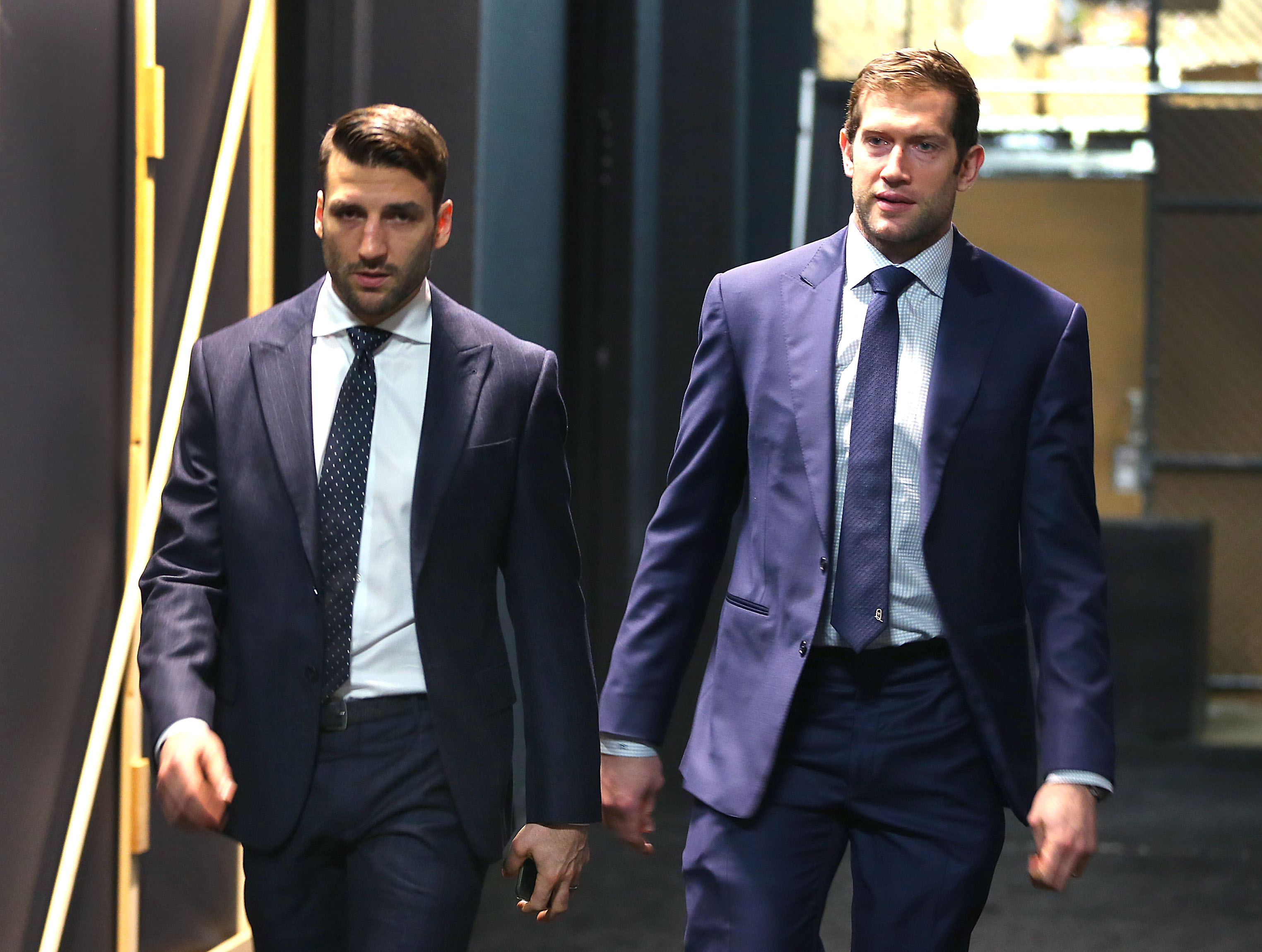 David Backes (right) scored 14 regular-season goals in 2017-18 and two in the playoffs.