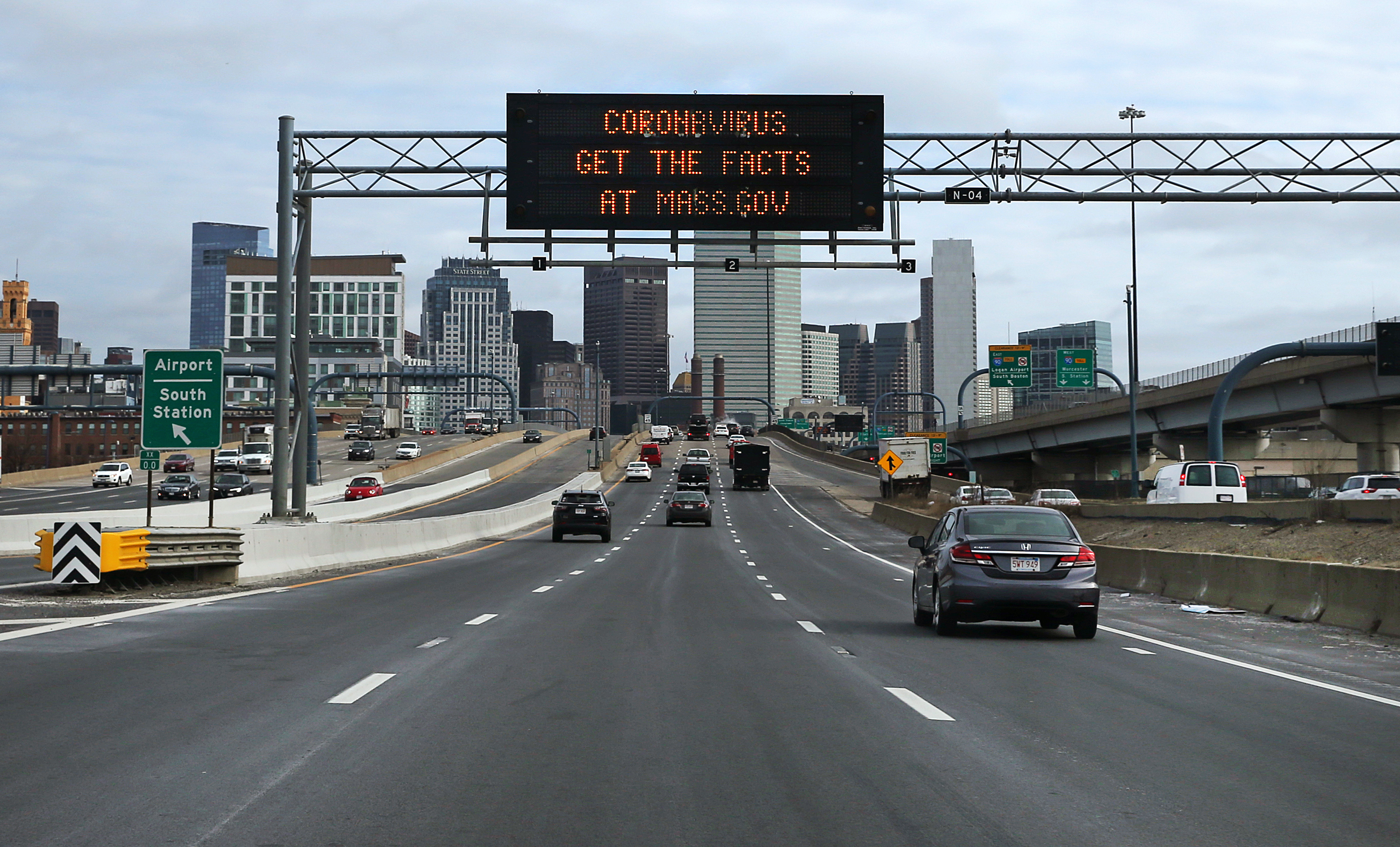 Light traffic during the morning commute heading into Boston on March 12.